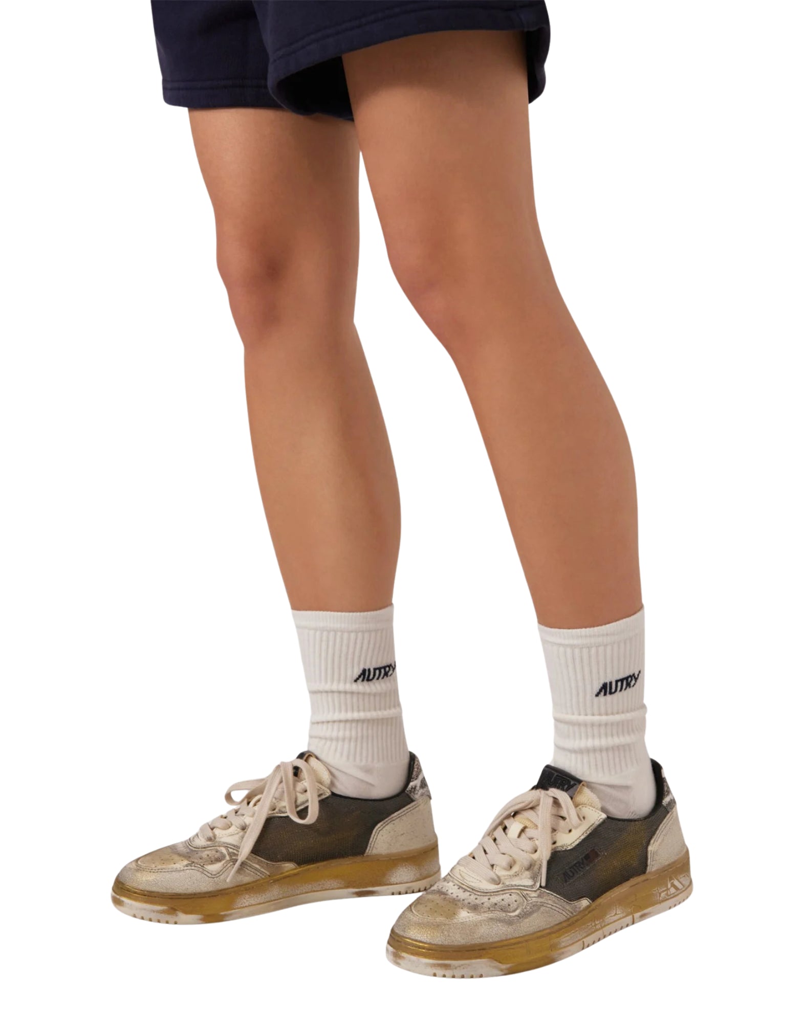 Autry Medalist Low Super Vintage Women’s Grey White Gold Leather & Mesh Sneakers AVLM ME14