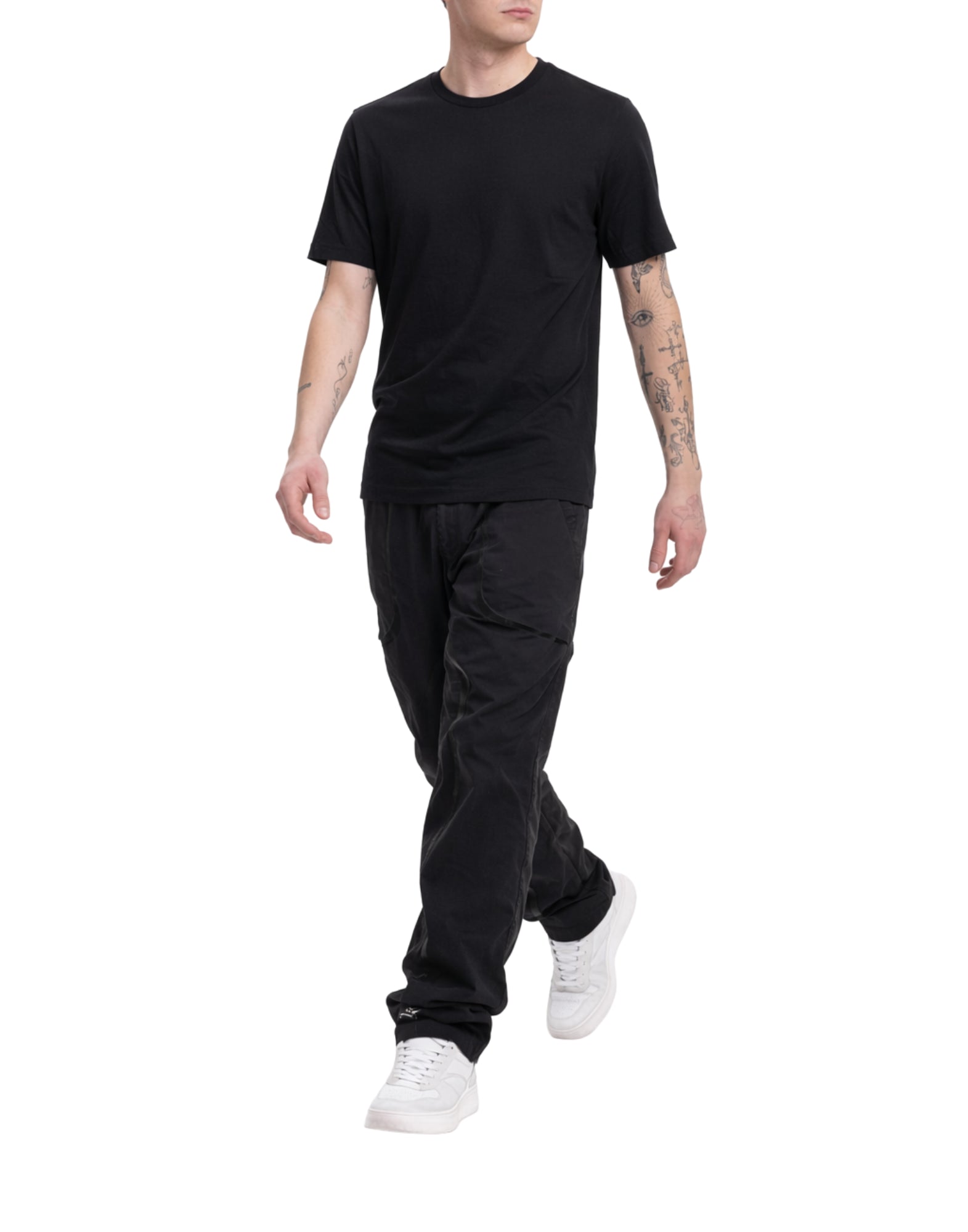 Majestic Filatures T-shirt en coton pour hommes, noir, col rond, coupe régulière, M296, HTS022 003