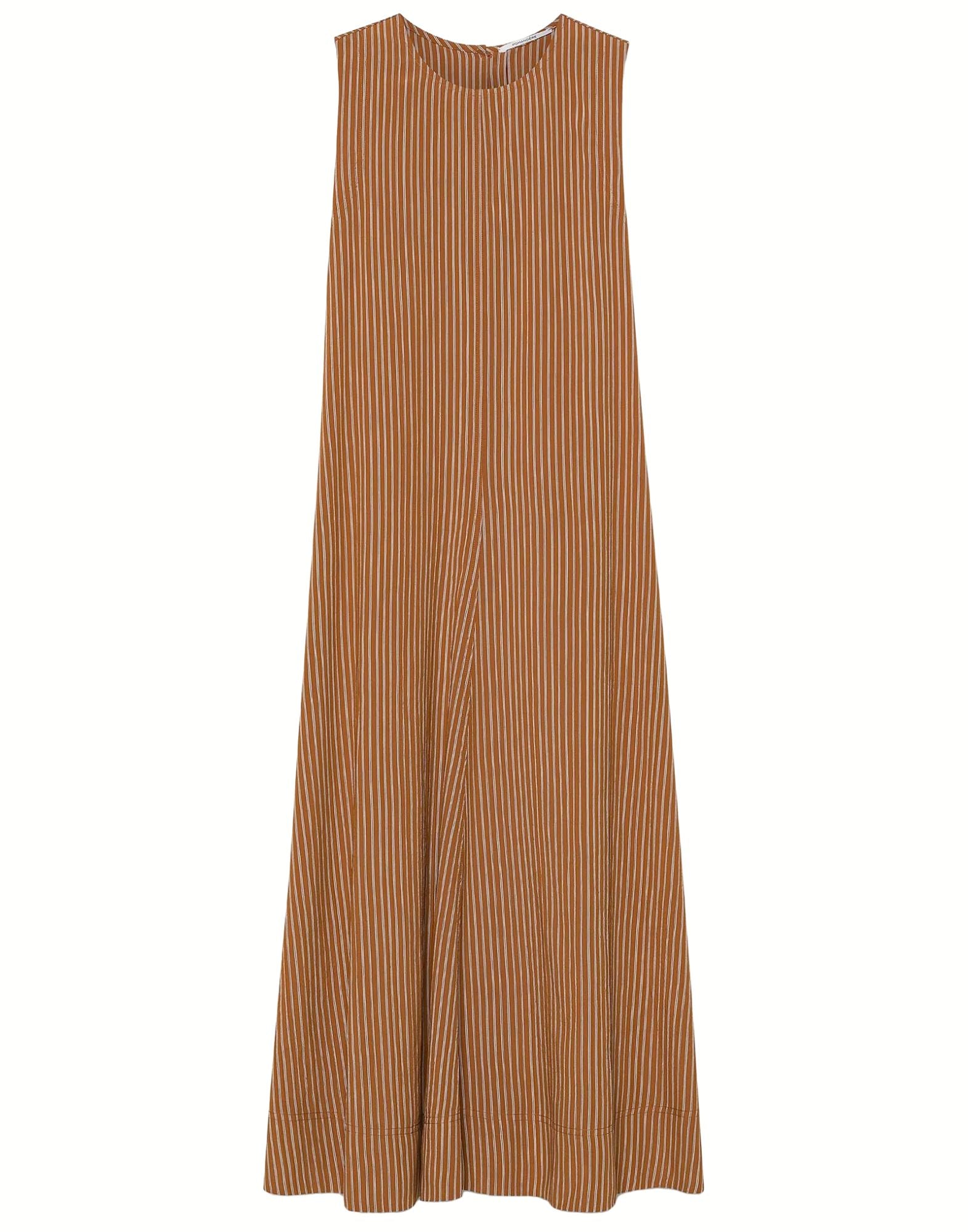 Pomandère long striped technical viscose dress in Apricot for women 261-3319/19028 420