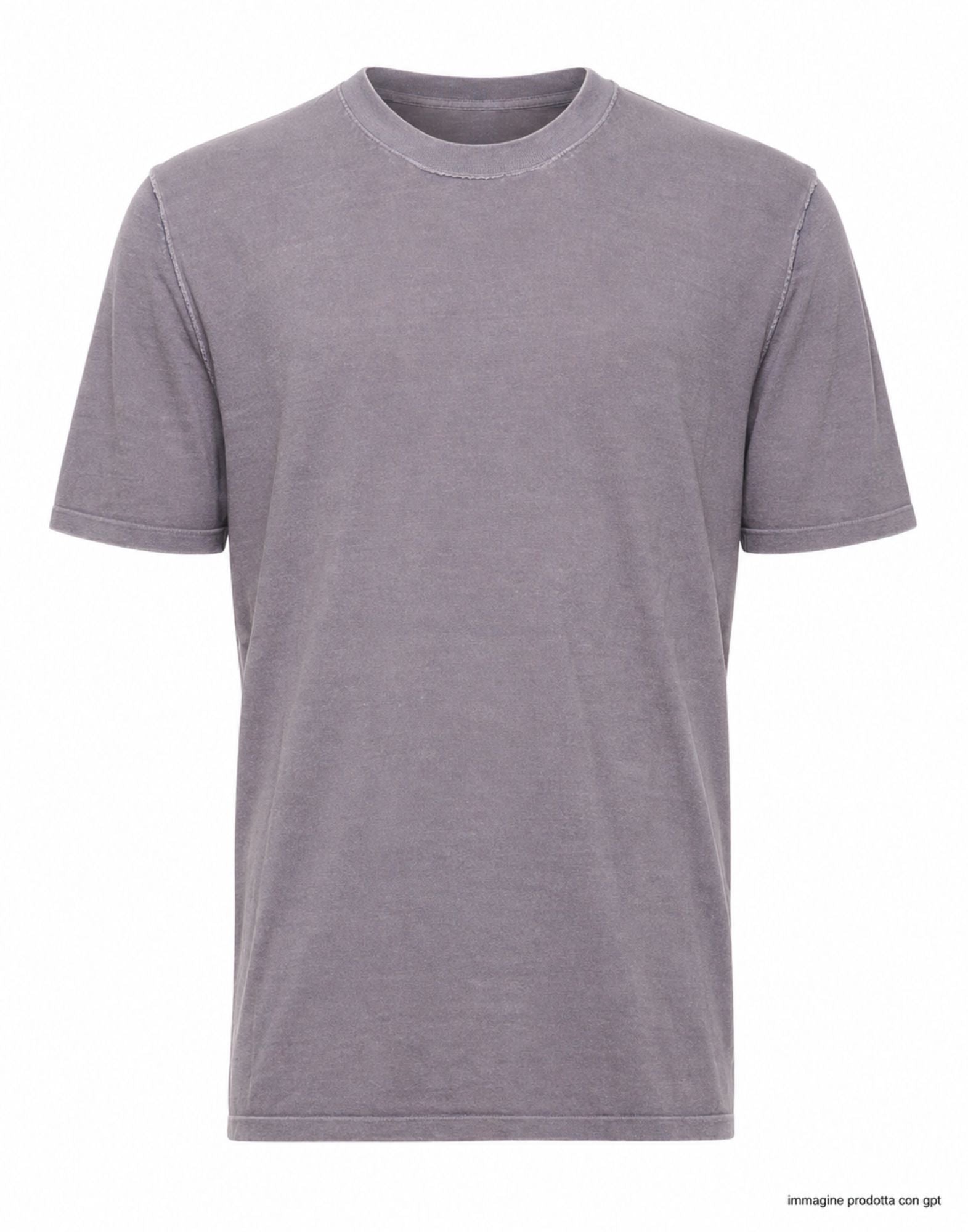 Fabrizio del Carlo Men’s Round Neck Cotton T-Shirt Grey Made in Italy FF3016 CC04-43 GREY