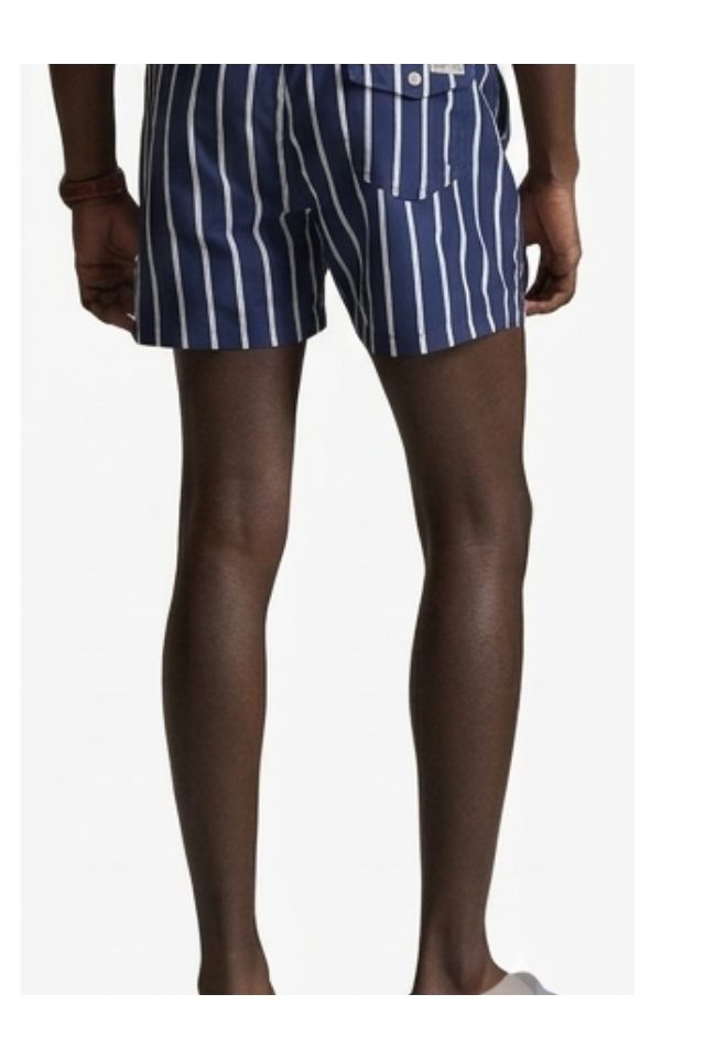 Polo Ralph Lauren Traveler Slim-Fit Striped Swim Trunks Navy Men’s 710975405001 SLF TRAVELLER STRIPED