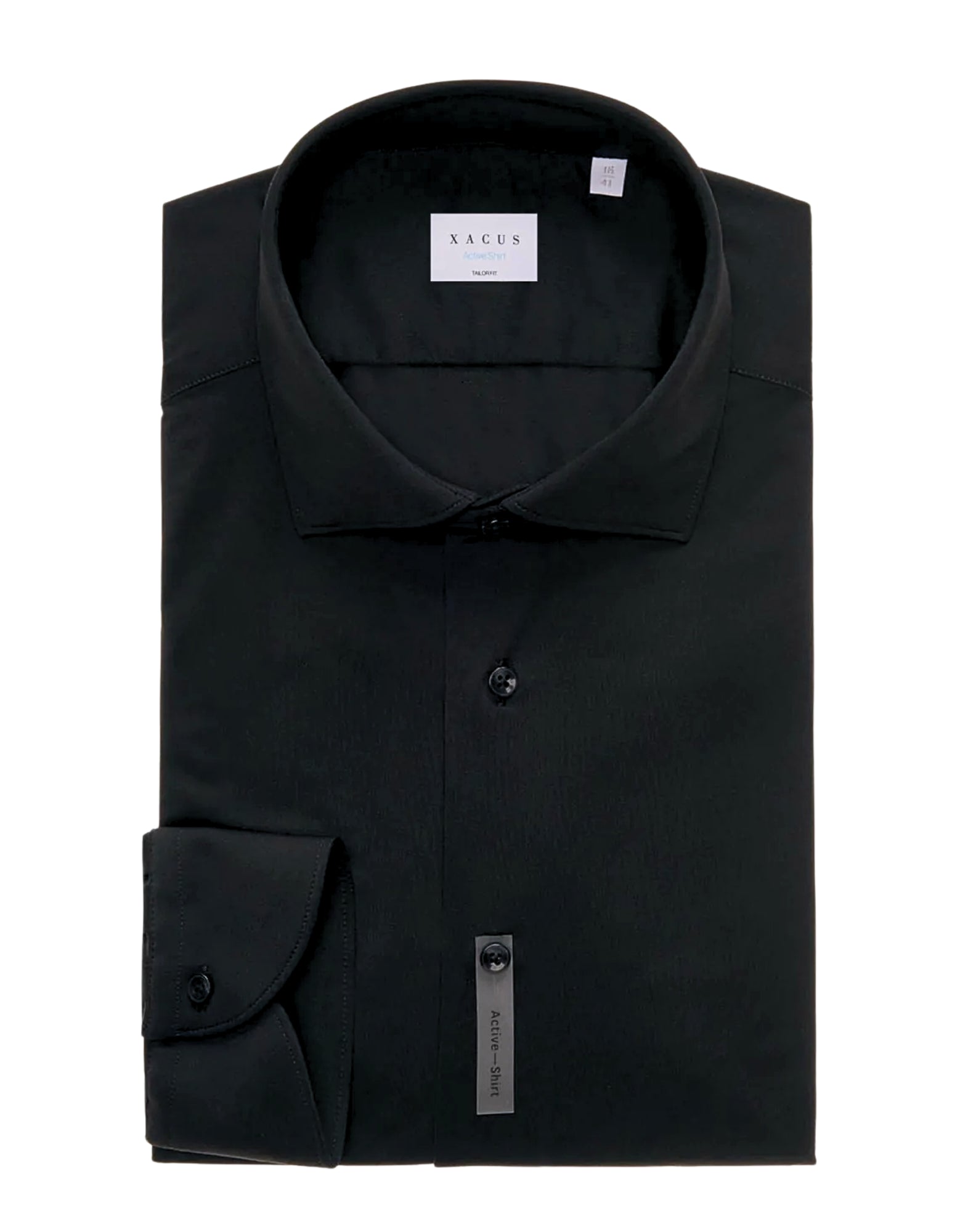 Xacus Black Twill French Collar Shirt Tailor Custom Fit Men Italy ACT558ML 11460.004