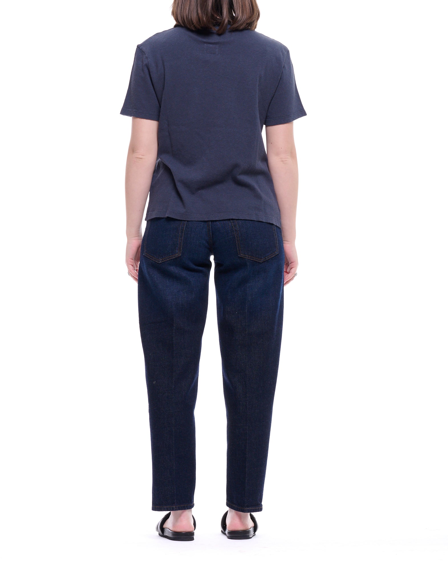 Mangez de la poussière 673 pour femmes Basic Short T-shirt à manches en bleu indien W-J-088-CHT543 BLEU INDIA
