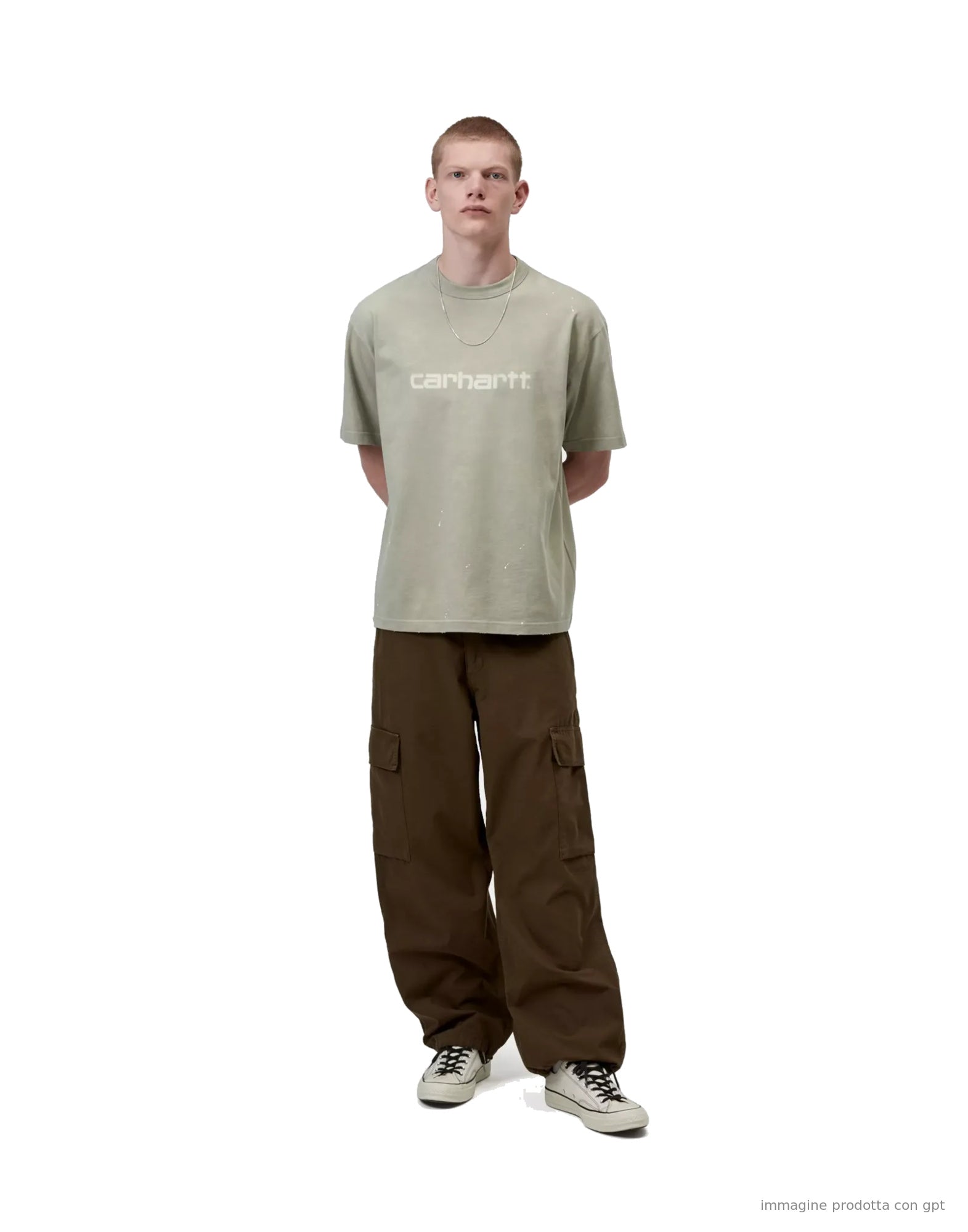 Painter T-Shirt Organic Cotton Shady Green destroy wash, splatter
