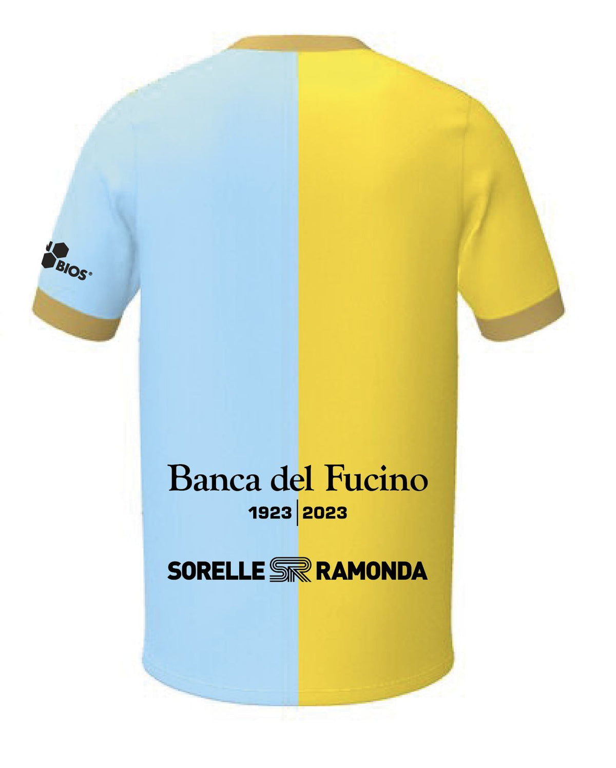 Retro maglia Home FC Arzignano Valchiampo Centenario 2026/27, giallo celeste, sponsor Banca del Fucino e Sorelle Ramonda
