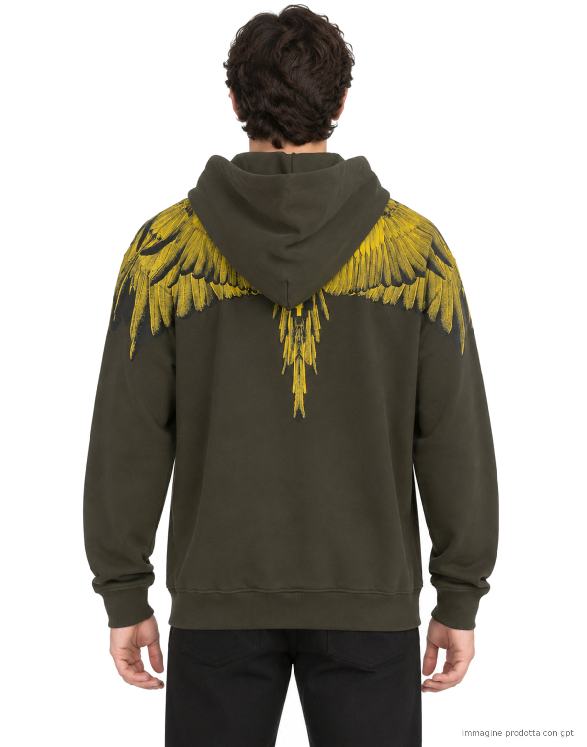 Hoodie Man Military green/Yellow bird