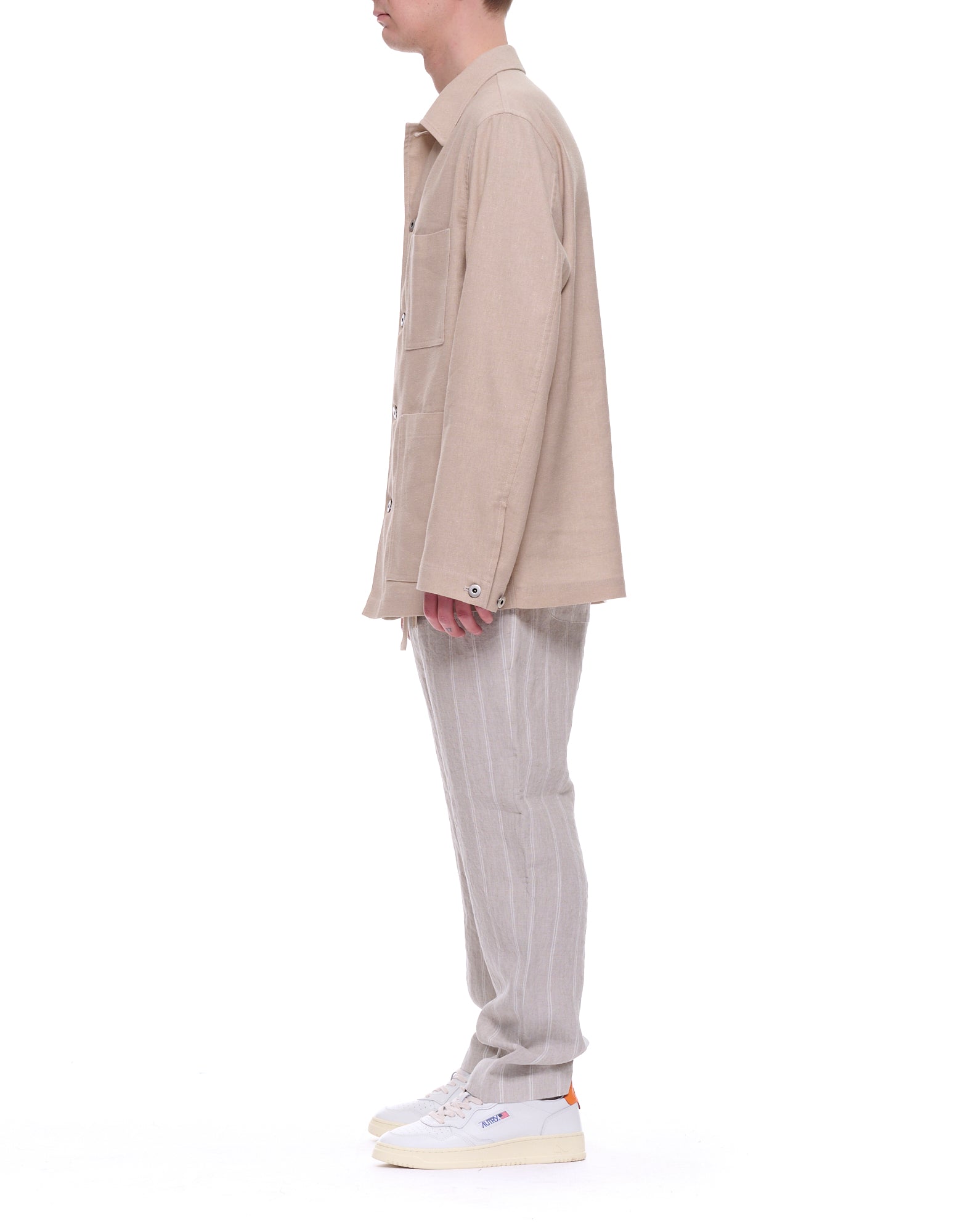 East Harbor Surplus Oxnard pantalones de hombre en lino a righe grigio chiaro OXNARD 273 GREY