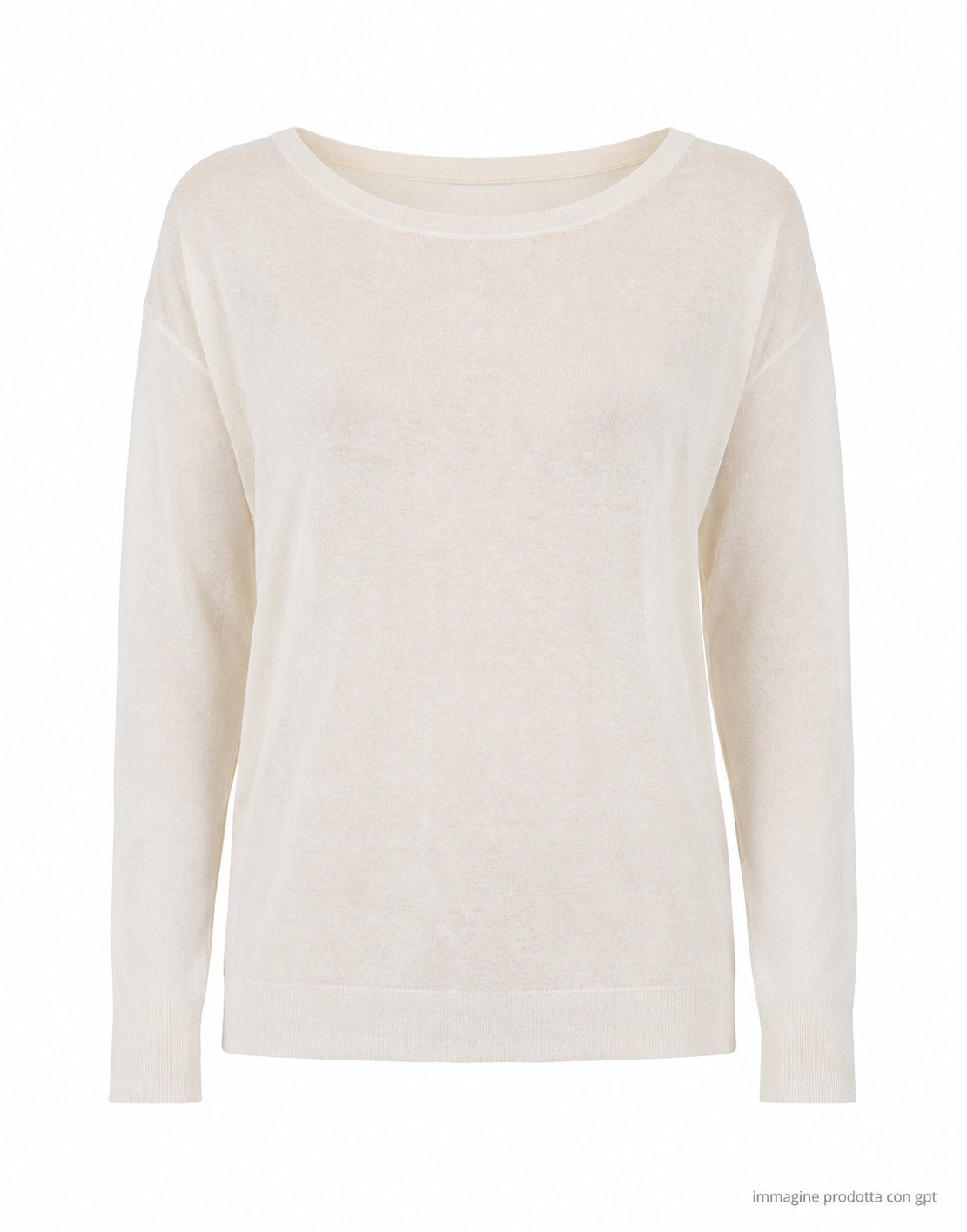 Hira women’s boat-neck cream sweater in silk and linen W202 002