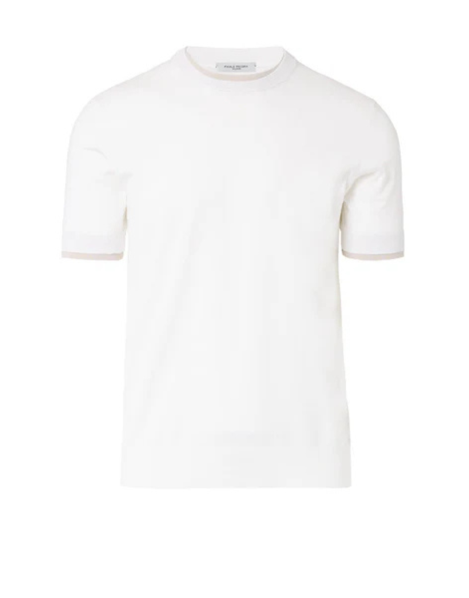 Paolo Pecora 16-Gauge extrafin bomull med rund halsringning med kontrastkanter T-shirt F041-4545-1102 VIT T-SHIRT