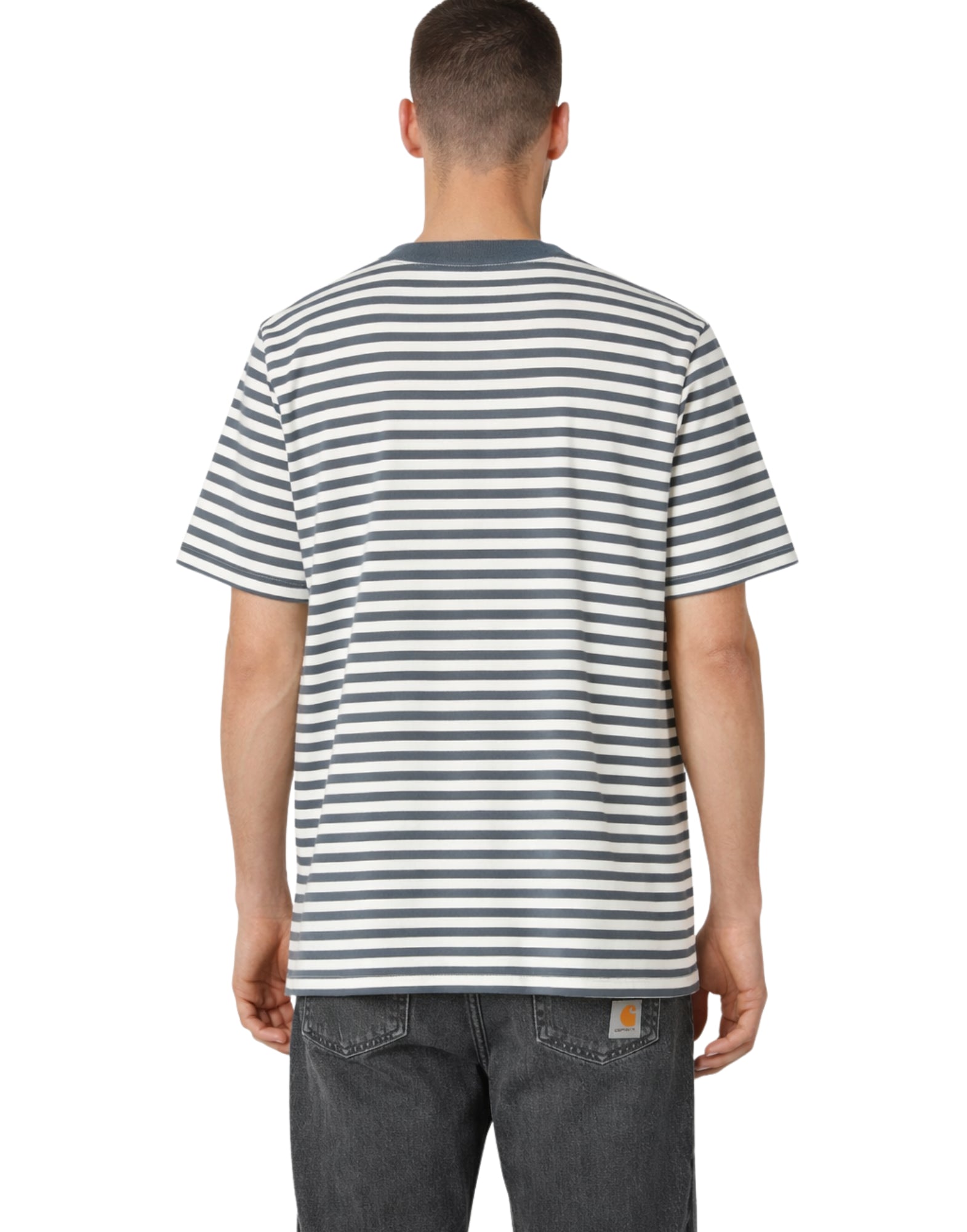 Carhartt WIP S/S Ezra Pocket T-Shirt Ezra Stripe Cozy Blue Men’s I036179 3KWXX