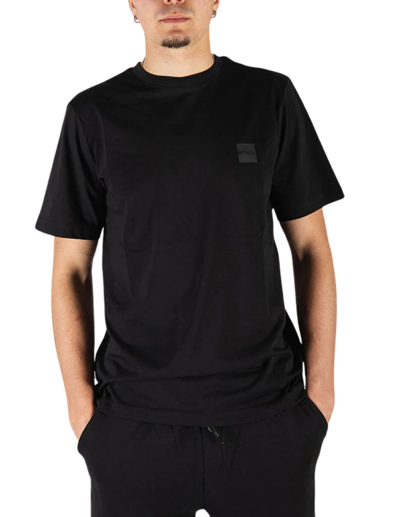 Outhere T-shirt Bliss Girocollo in cotone nero Vestibilità regolare da uomo 4651M303B208-26046 1749 BLISS
