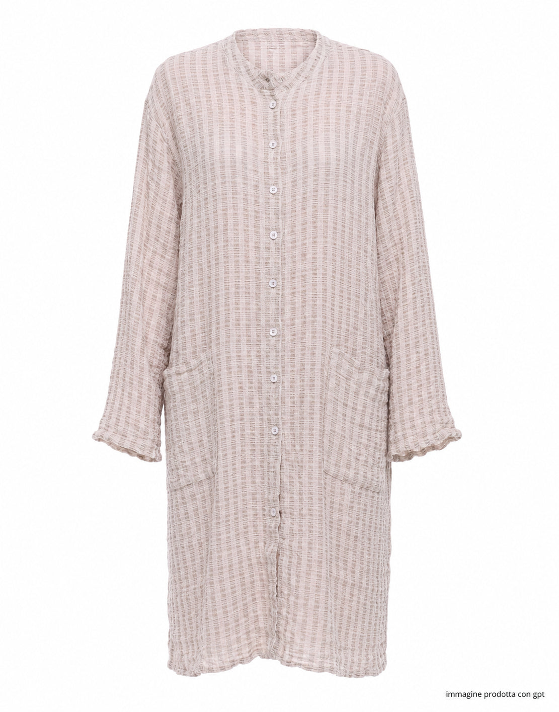Transit Women’s Taupe White Relaxed-Fit Button-Front Duster Coat CFDTRC11463-16 TAUPE WHITE