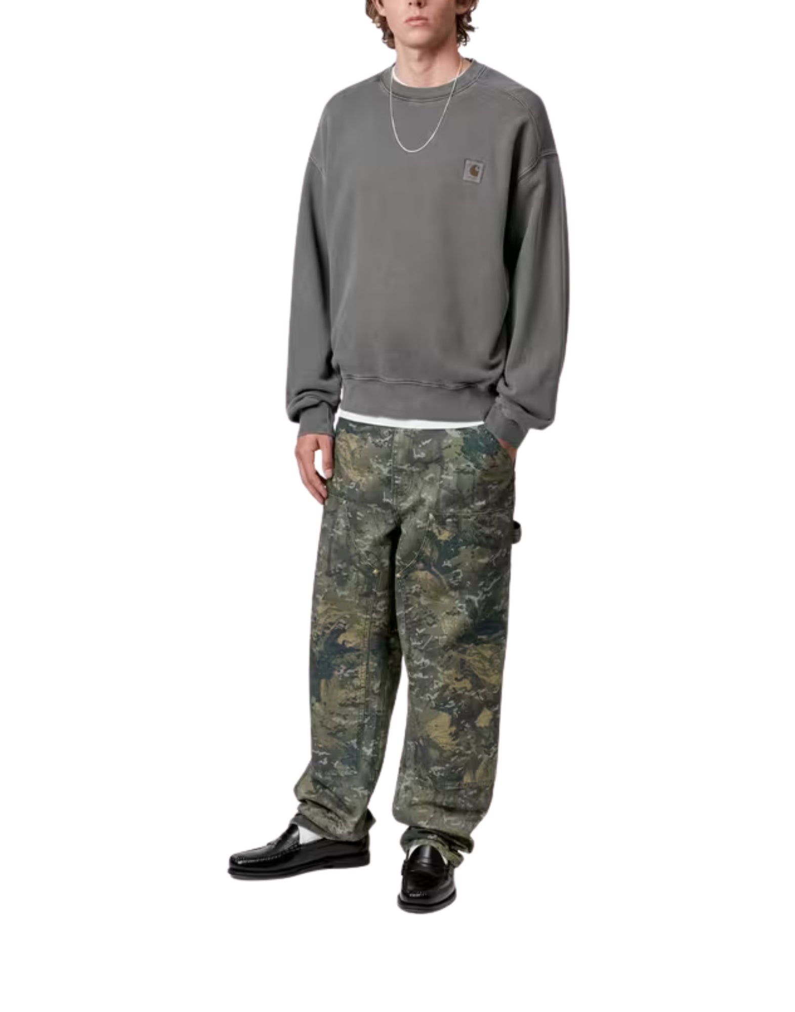 Carhartt WIP Vista Sweat – 男式成衣染色运动衫，灯笼版型，厚重棉质 I029522 89GD 黑色毛衣 VISTA