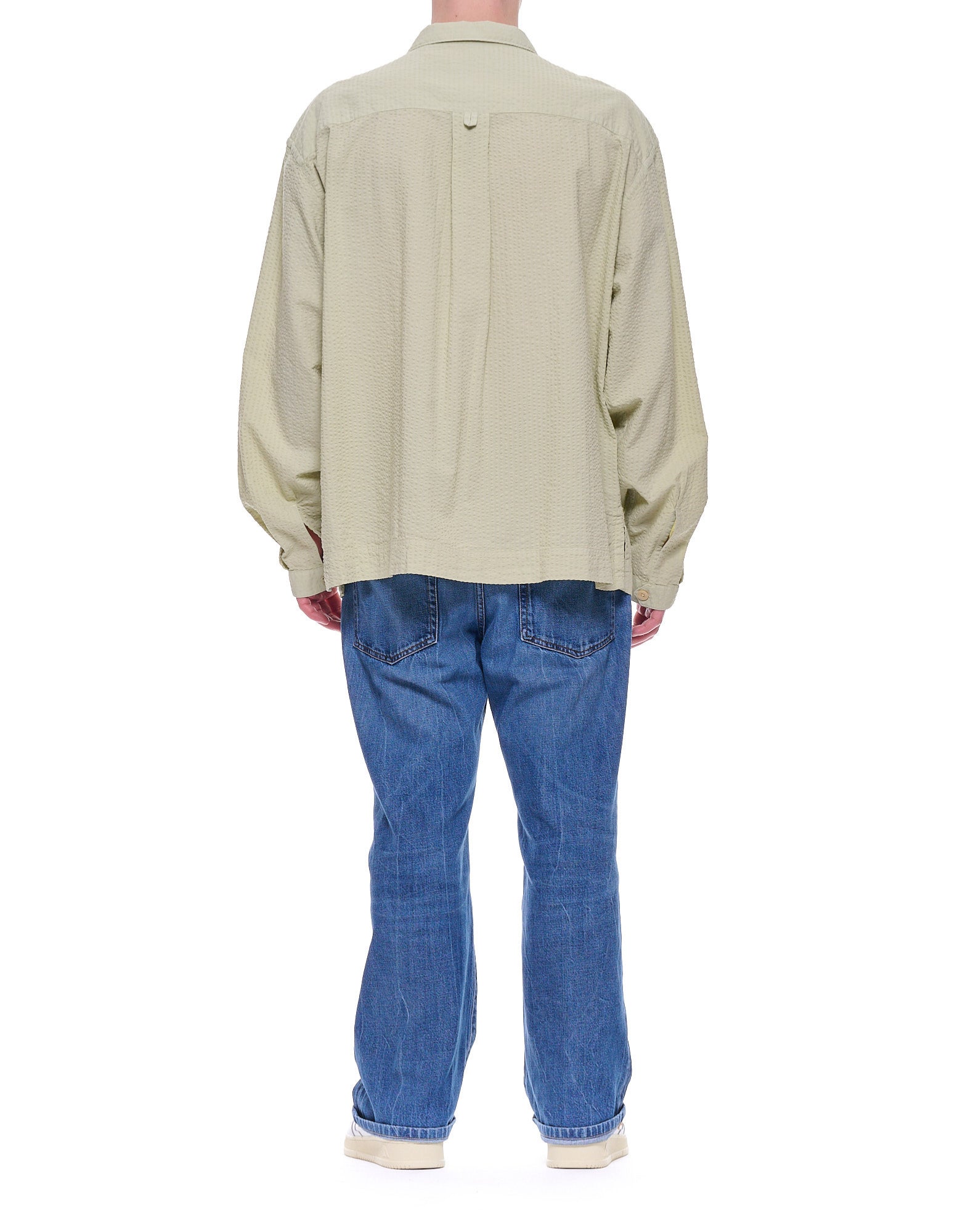 Tintoria Mattei Men’s Textured Cotton Shirt Light Green RKS THZ AT5