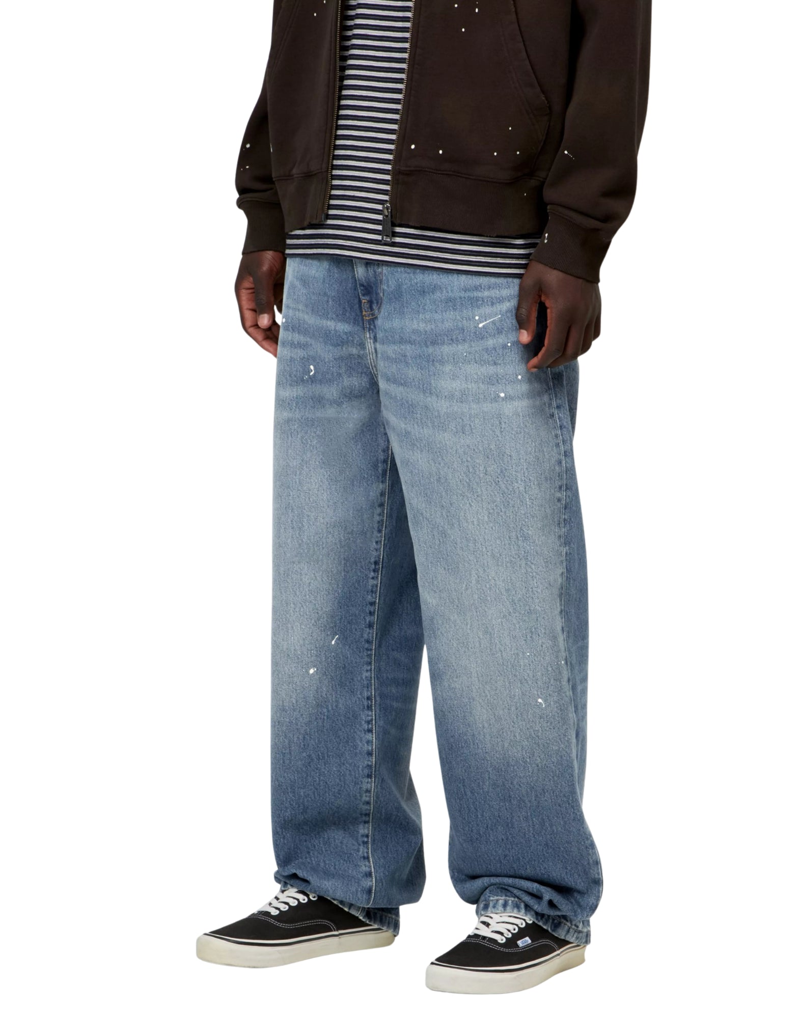 Pantaloni Landon blu, effetto "destroy wash", macchie