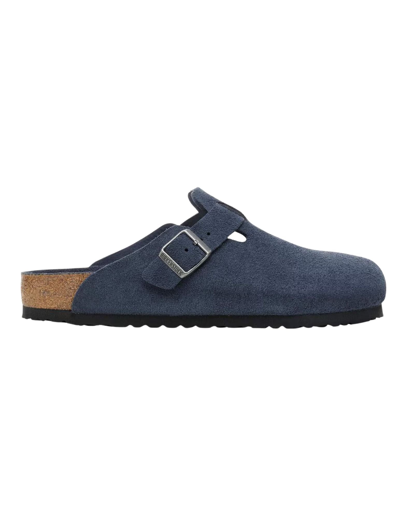 Sabots Birkenstock Boston à semelle souple en cuir suédé New Navy Tonal avec semelle intérieure souple anatomique, fabriqués en Allemagne 1030799 NEW NAVY MAN