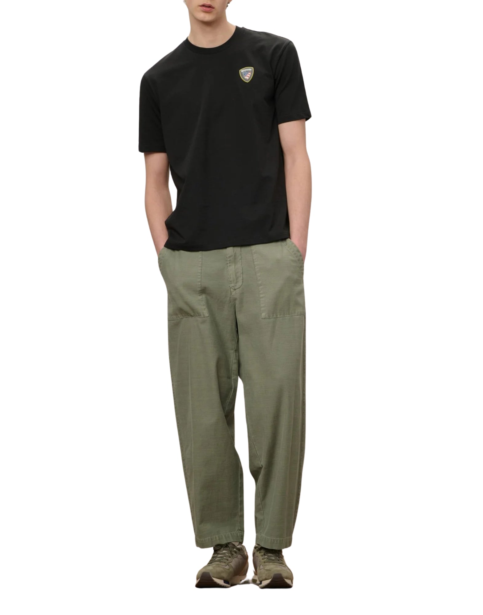 Blauer FAXON Men’s T-Shirt White with Rubberized Color Logo & Shield 26SBLUH02284-007480 999