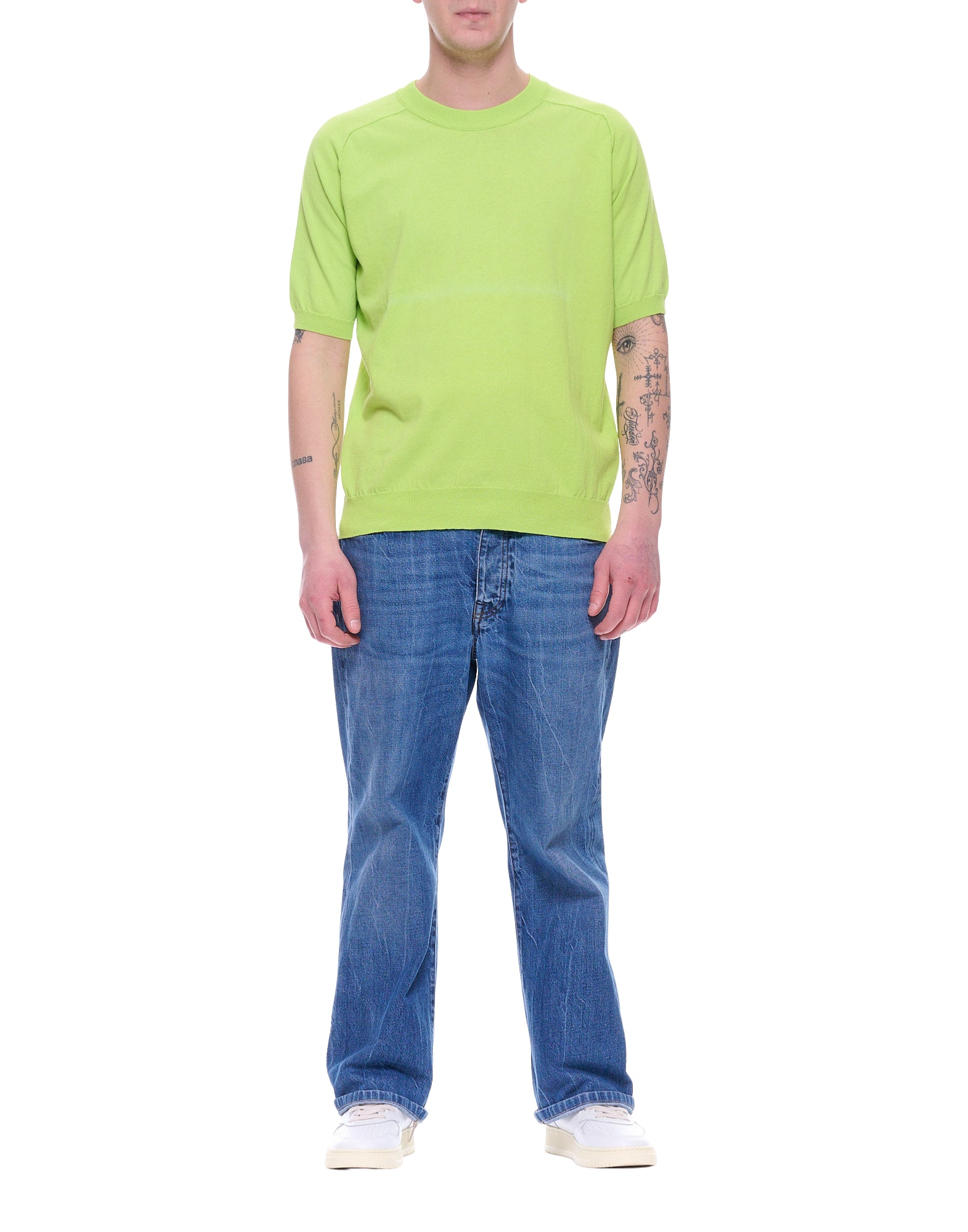 Atomofactory Men’s Cotton T-Shirt Crew Neck Short Sleeve Lime PE24AFU22 LIME