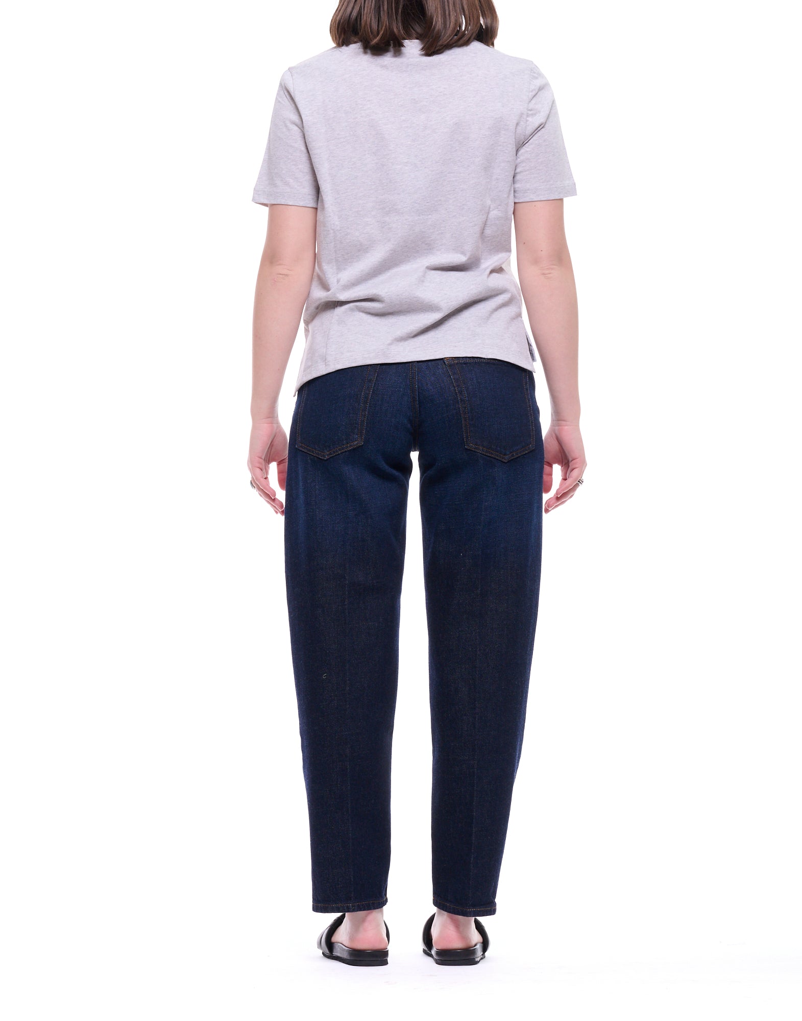 ARAGONA Mujer Basic Camiseta de Algodón Gris Nieve D3352TP 450 GRIGIO NEVE