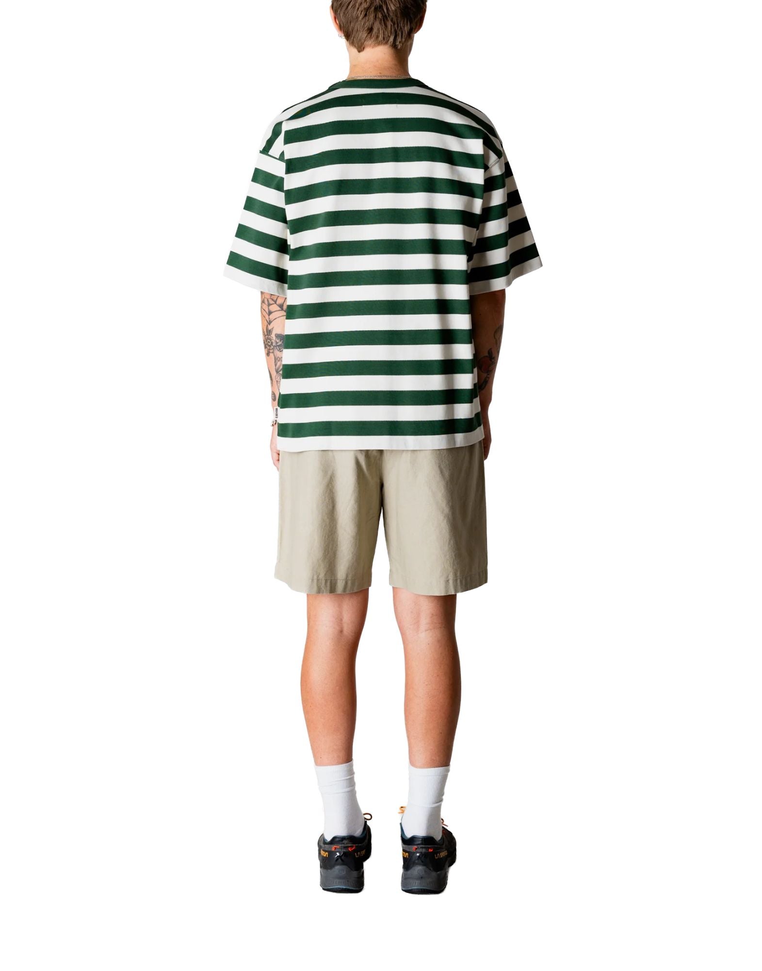 Woodbird WBBeam Stripe Tee Pine Green Organic Cotton Men’s T-Shirt 2616-408 PINE GREEN