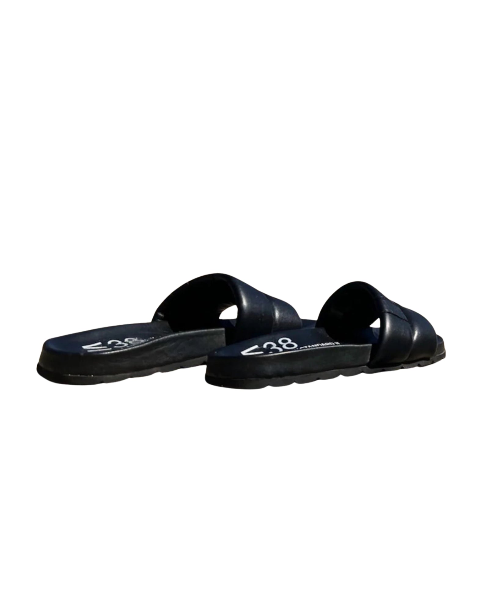 VIBAE Porto Leather Preto Black Unisex Leather Slides PORTOLPBB-37 BLACK