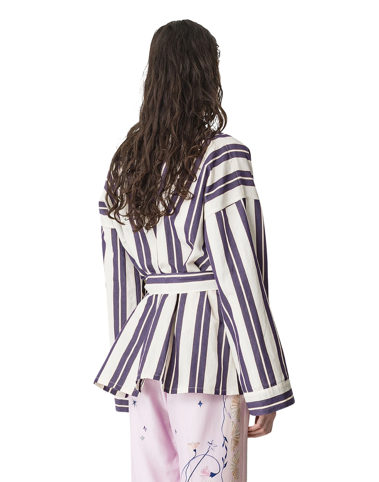 Forte Forte Linen Cotton Kimono Blu Natural Women’s 14819 MY JACKET BLU STRIPED