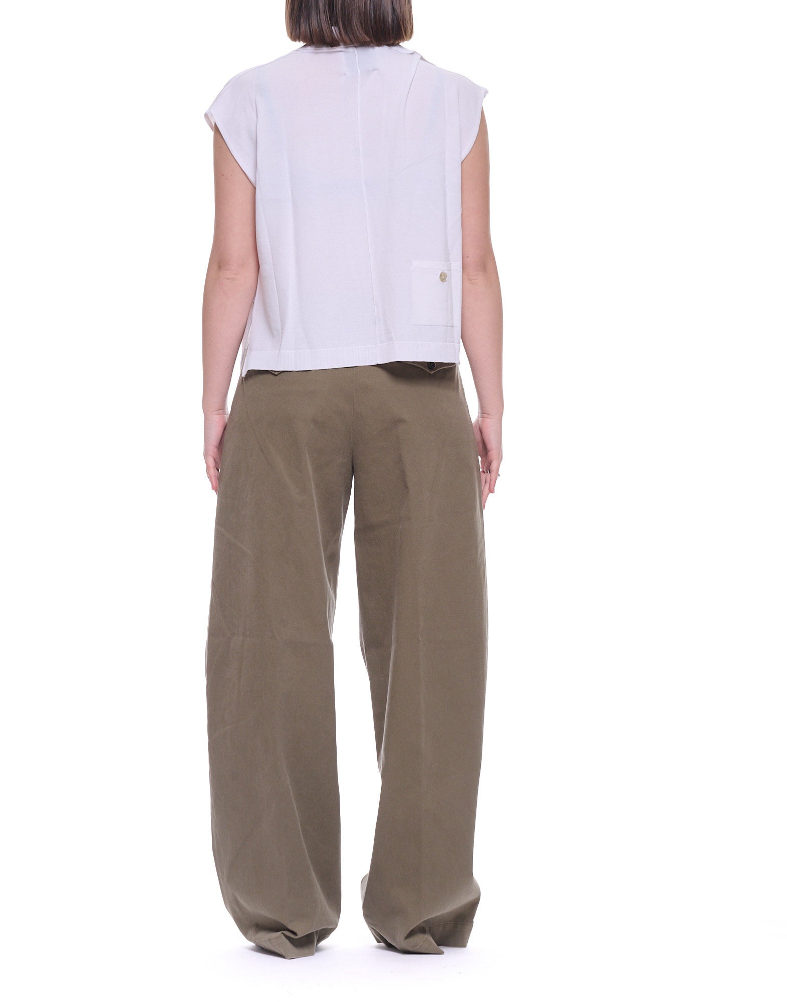 Laboratorio Women’s White Sleeveless Polo Top in Viscose Blend with V-Neck JO4650 1000