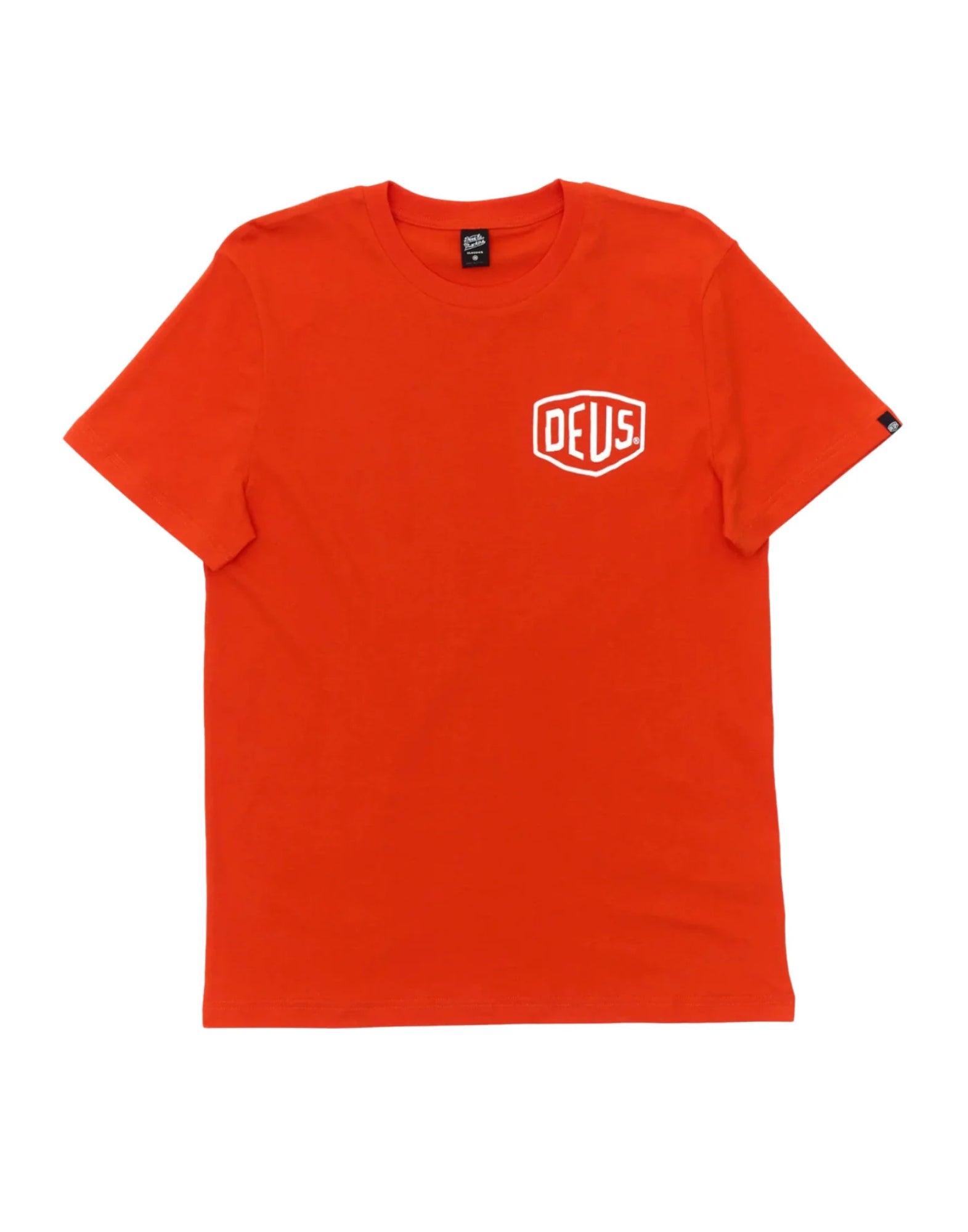 Deus ex Machina Venice Address Tee – T-shirt i överdimensionerad bomull med liten logotyp på bröstet och stort ryggtryck, orange DMW41808C VENICE TANGERINE TANGO
