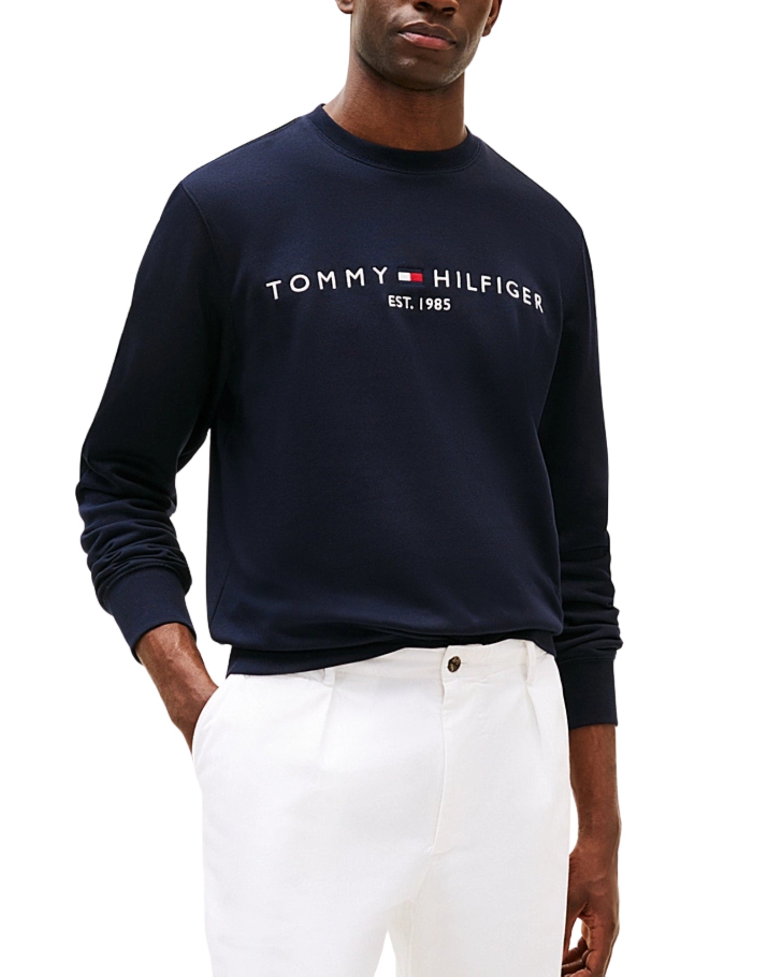 11596 DW5 SWHEATSHIRT MIT BLAUEM LOGO - Maglieria - TOMMY HILFIGER