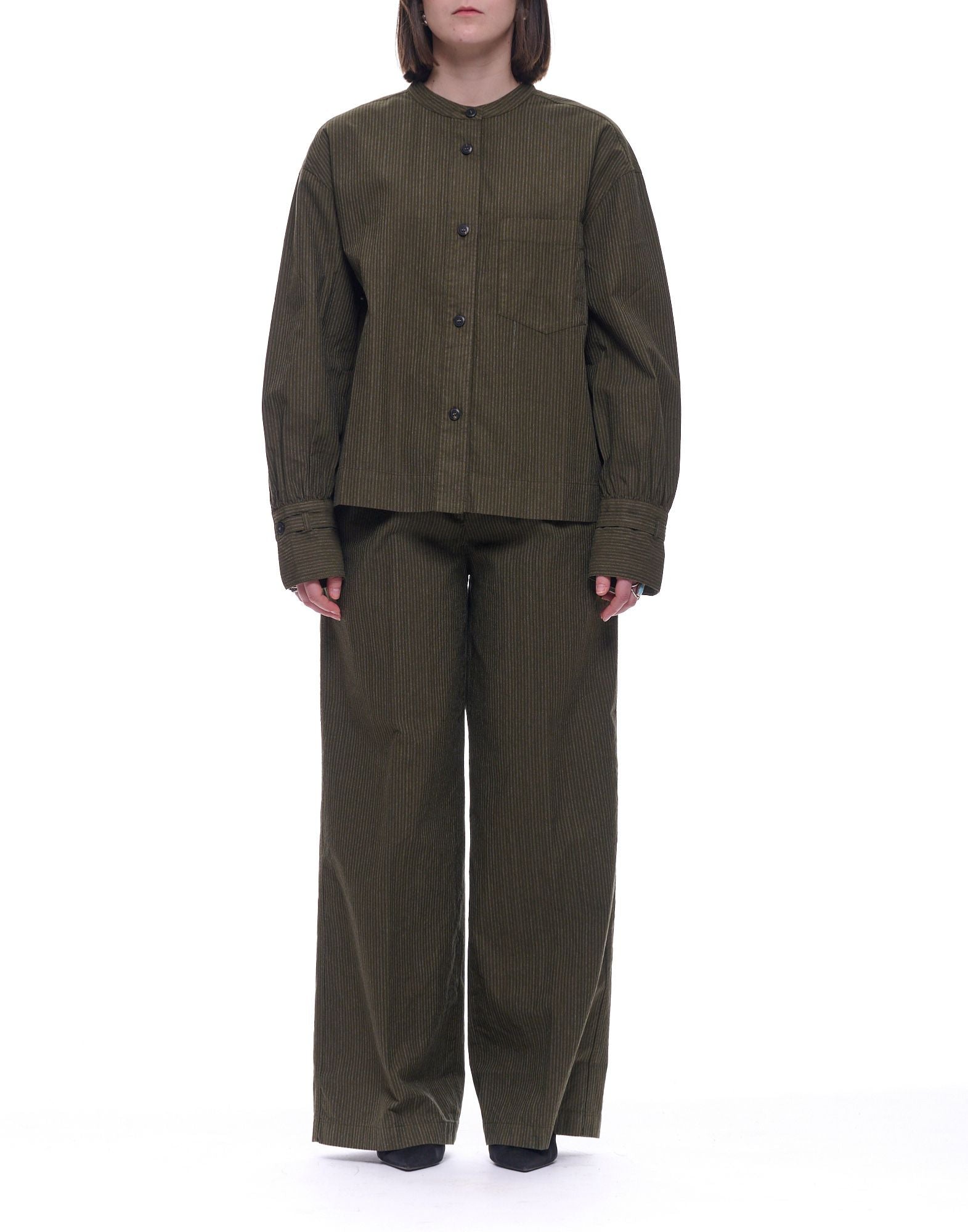 Pomandère 女式条纹衬衫 军绿色 261-9498/21625 760
