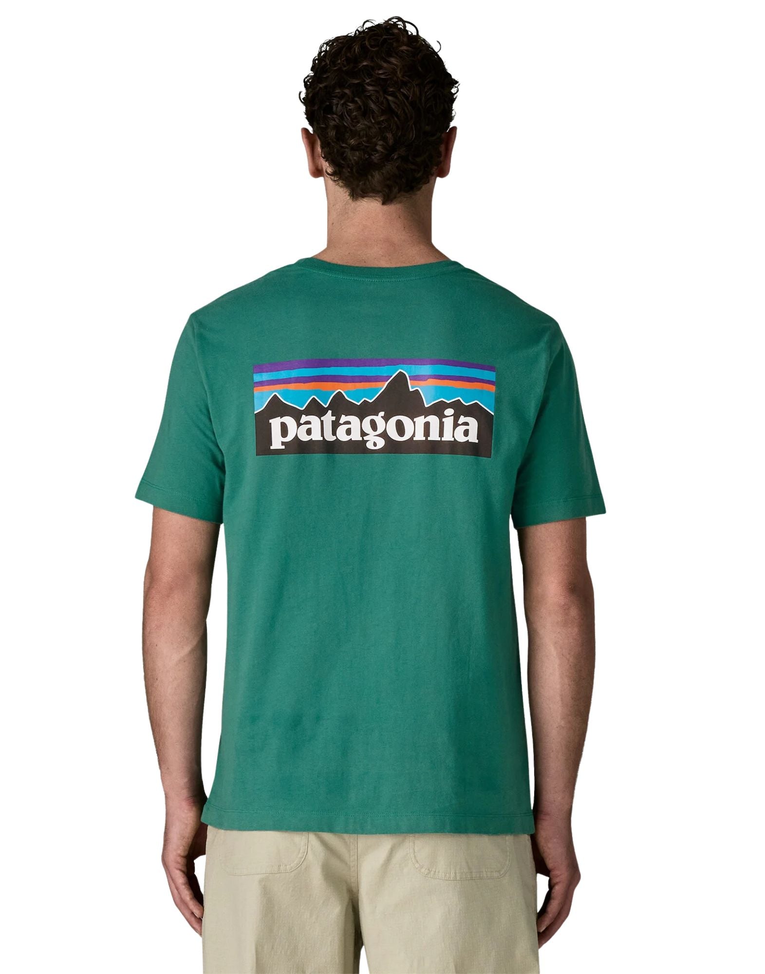 Patagonia Men’s P-6 Logo T-Shirt Gem Green in Organic Cotton 37882 GEMG GEM GREEN