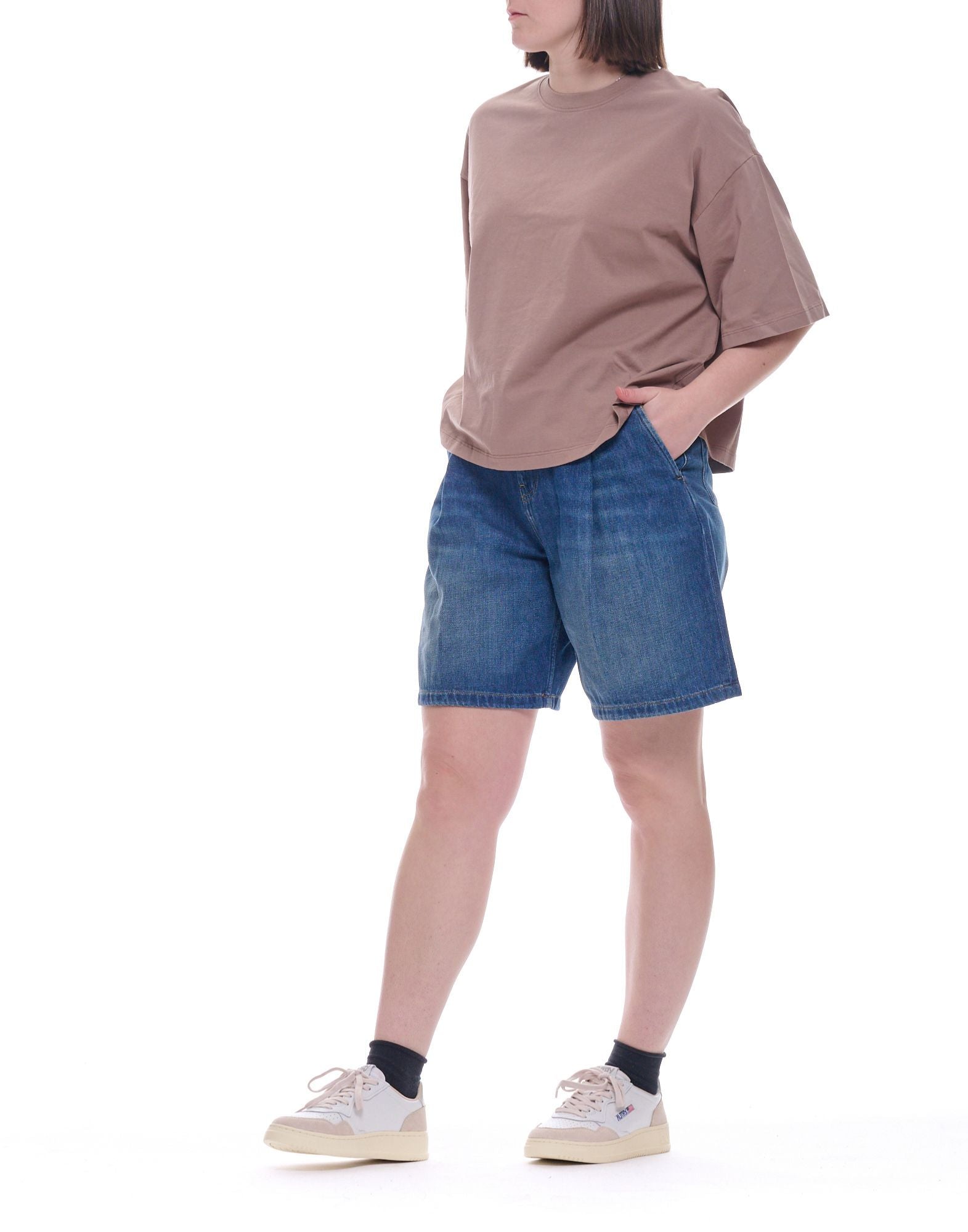 Hevò Morigino Taupe Cotton T-Shirt Women 040 MORIGINO W L700 0807