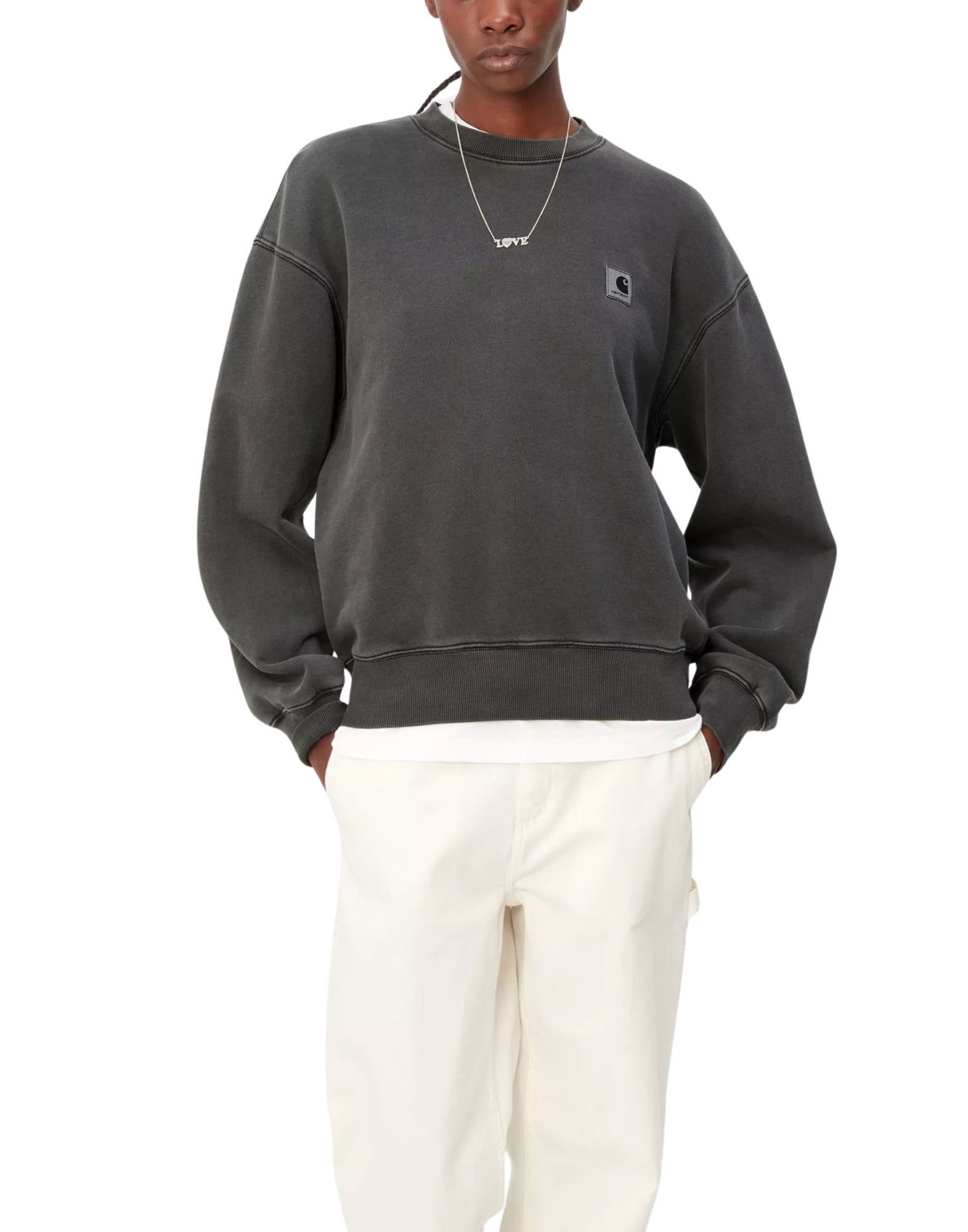 Carhartt WIP W’ Nelson Sweatshirt Black Garment Dyed – Women’s Balloon Fit I029537 89GD