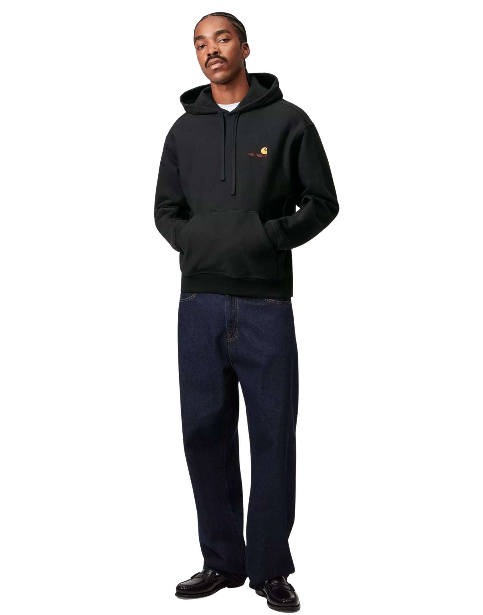 Kapuzen-Sweatshirt mit amerikanischer Schrift, schwarz