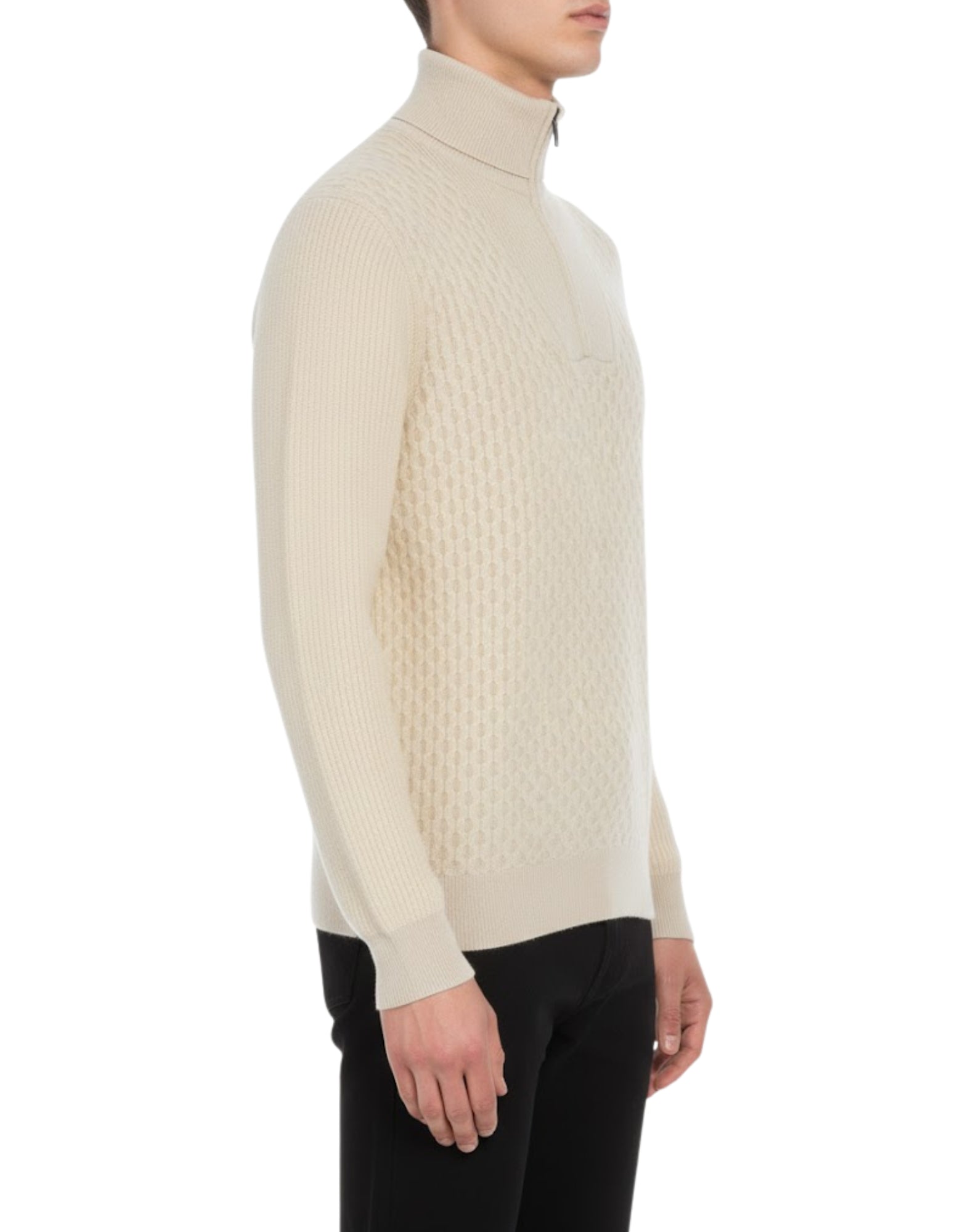 A067-1102 BEIGE LUPETTO ZIP - Maglieria - Paolo Pecora