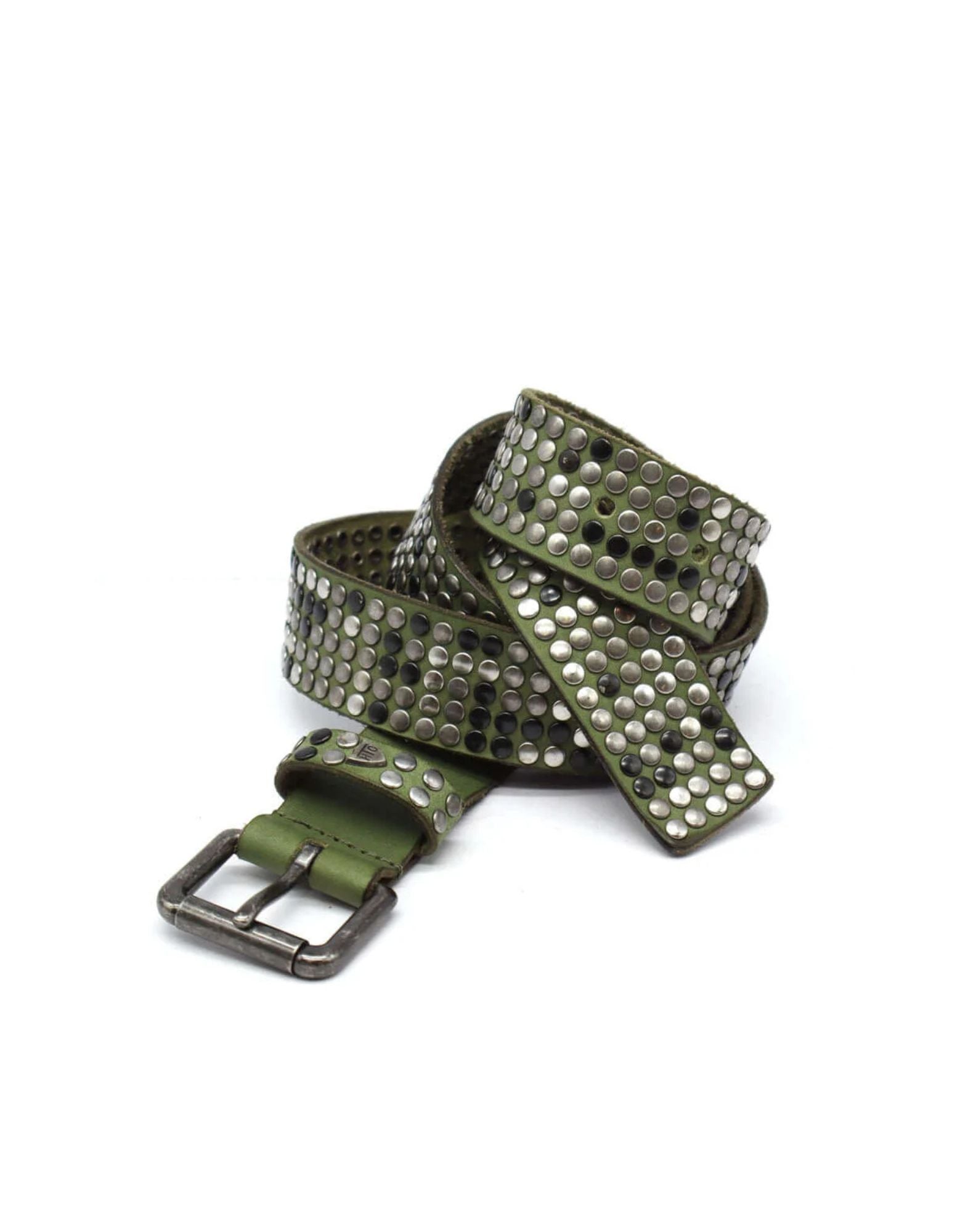 Hollywood Trading Company 5.000 Studs Color Belt olive leather studded belt Made in Italy unisex 26SHTCI036 OLIVE