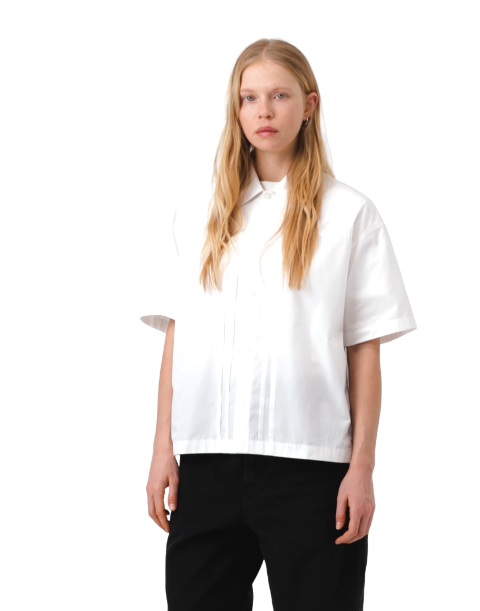 Carhartt WIP W' S/S 벨몬트 셔츠 – 여성용 포플린 셔츠 – 화이트 I036277 02XX