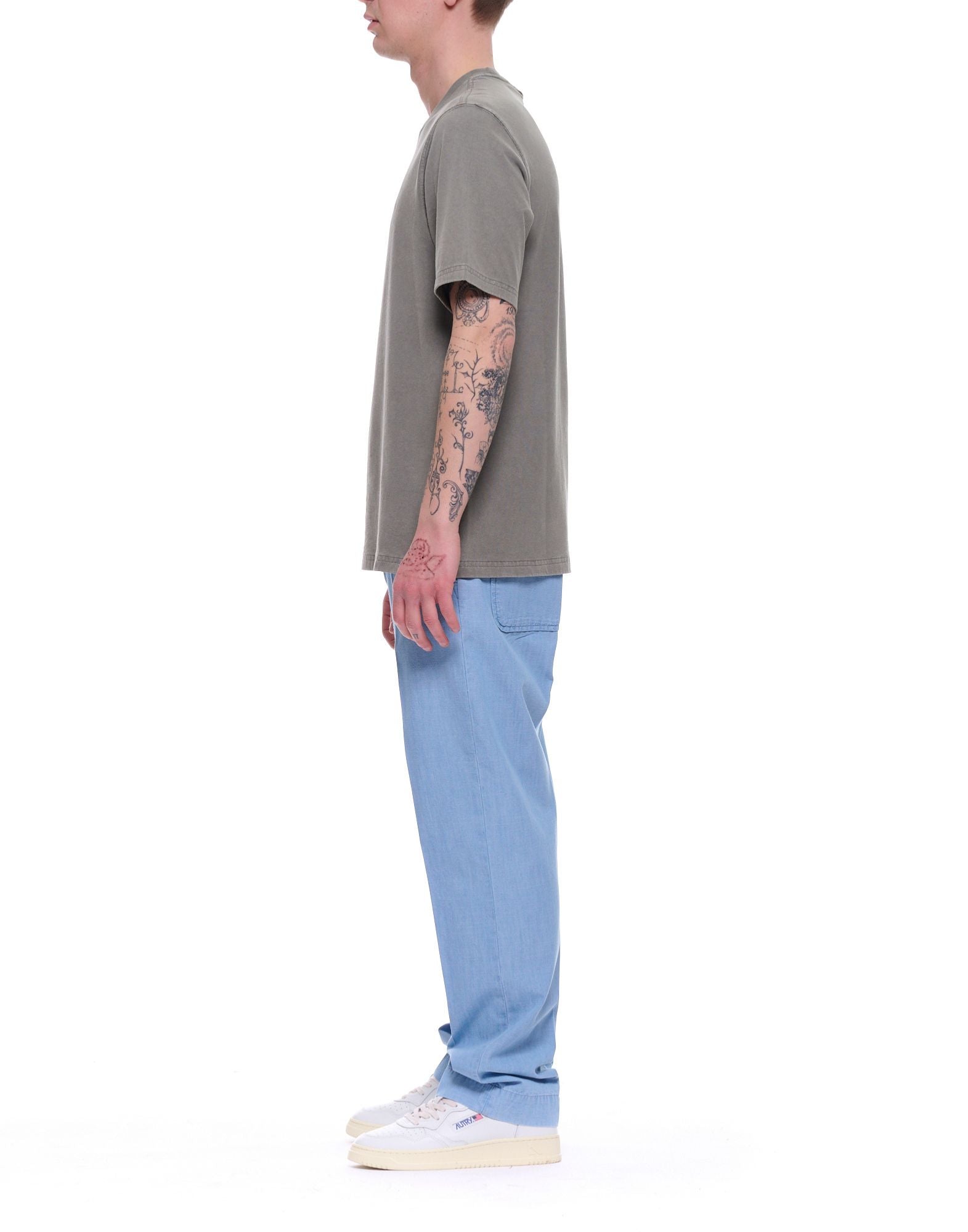 Camiseta de algodón para hombre Nordic Denim Gris Roca Regular Fit Cuello redondo 20-85-861 GRIS ROCA