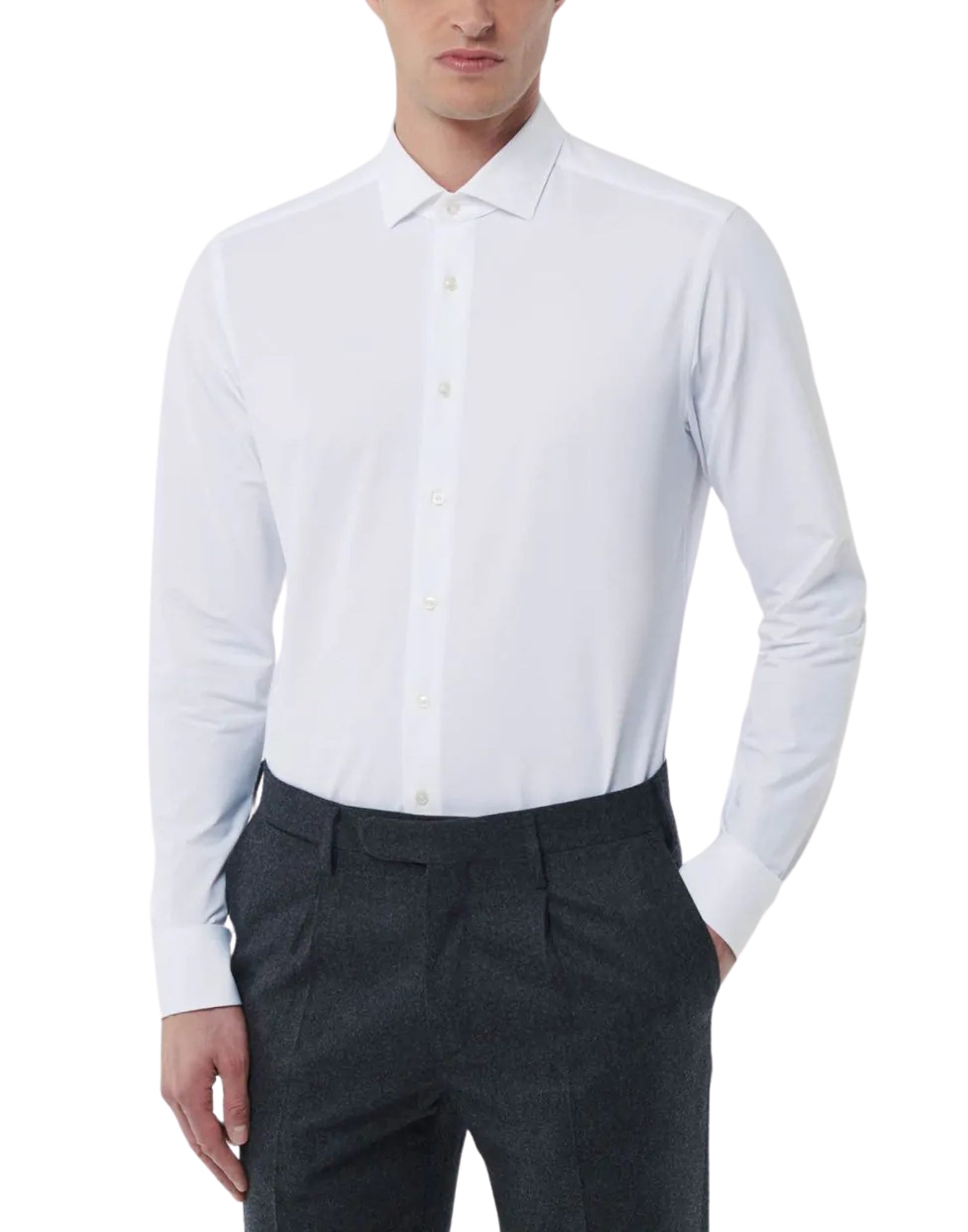 Xacus White Twill French Collar Shirt Slim Fit Men Italy ACT658ML 11460.001