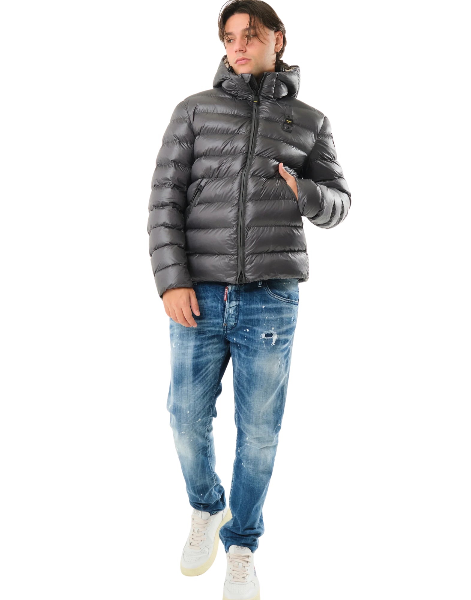 Blauer USA Adams Eco Nylonjacka Herrhuva Mörkgrå 25BLUC02079 5958 978EI GRÖN