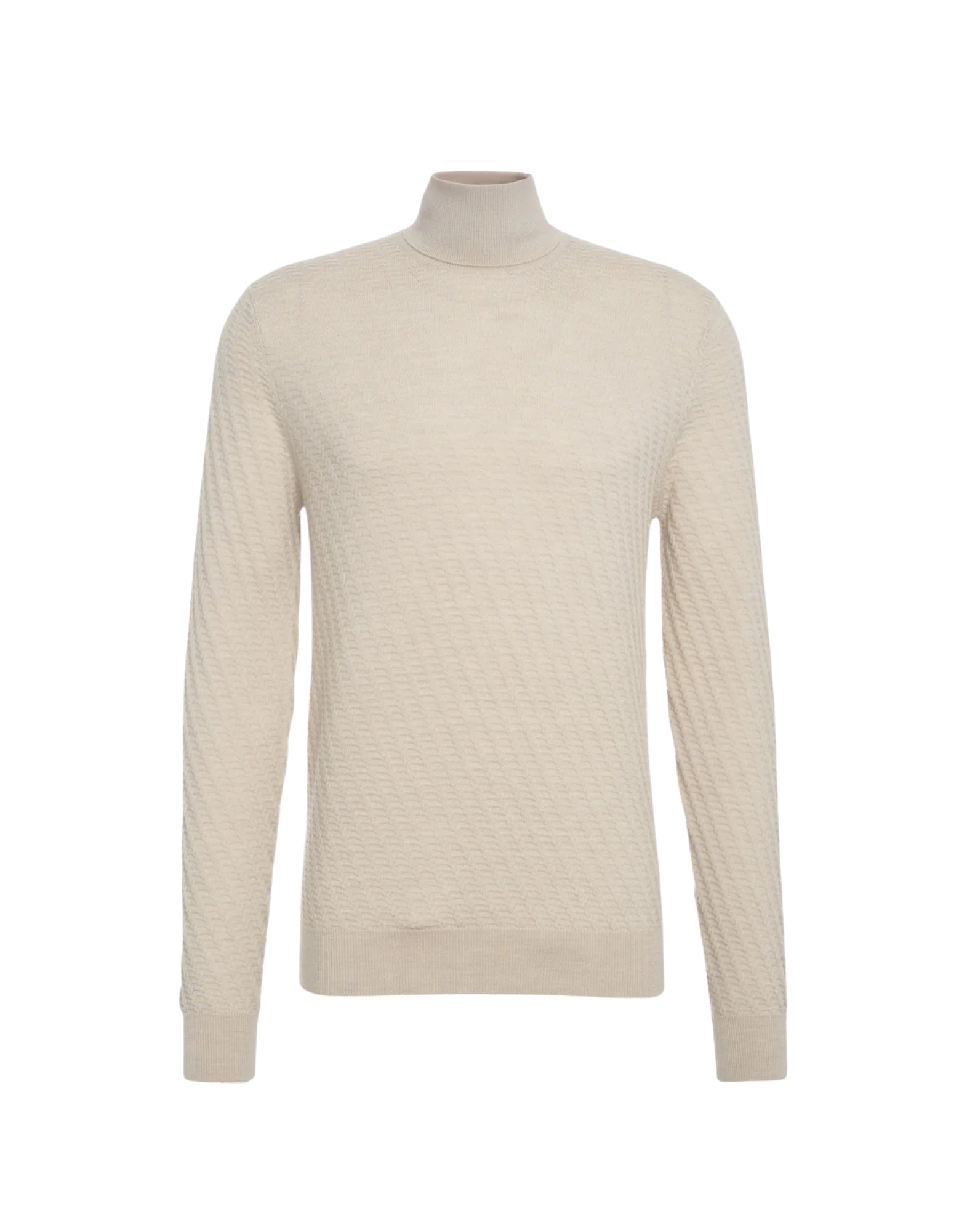 Paolo Pecora Herr 16-Gauge ulltröja med mock-neck – Cream A034-1342 BEIGE TRÖJA