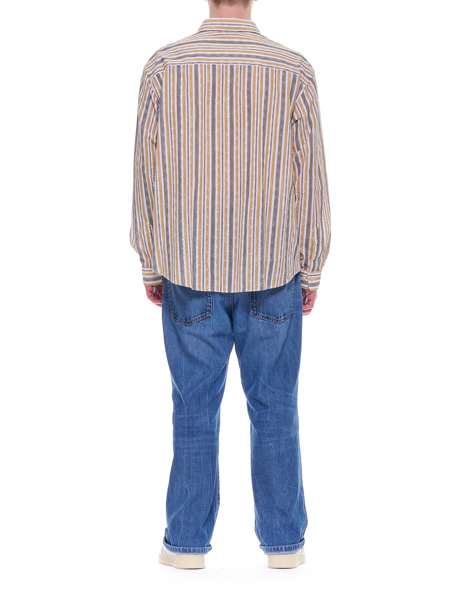 Tintoria Mattei Men’s Striped Sangallo Cotton Shirt Mustard RXC N78 RU1 SANGALLO SENAPE