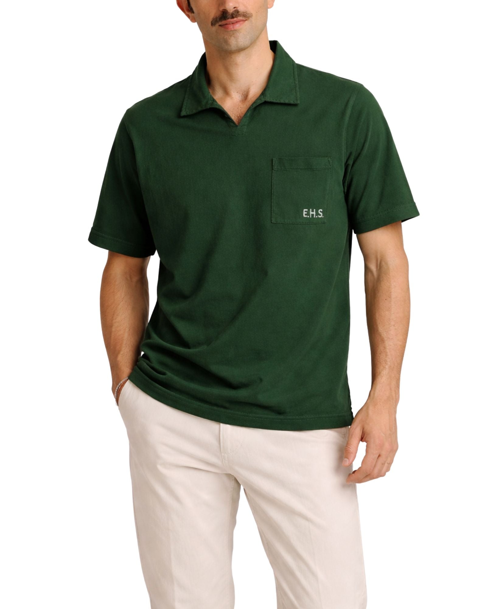 East Harbor Surplus Ford 099 Camisa de Algodón Verde para Hombre Made in Italy FORD 99 VERDE
