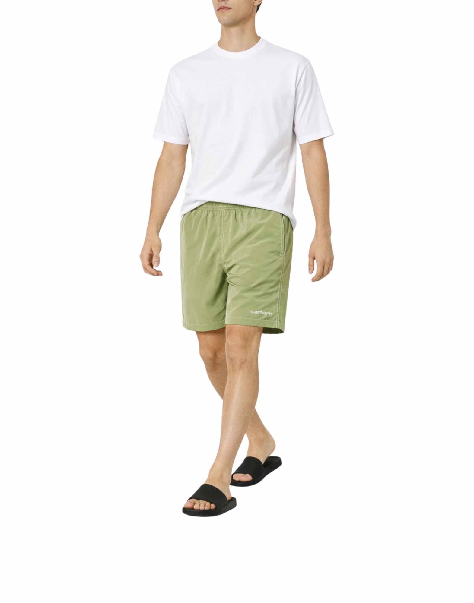 Carhartt WIP Canby Swim Trunks – Waterproof Nylon Taffeta Swim Shorts Gentle Green/White Man I034570 3N8XX