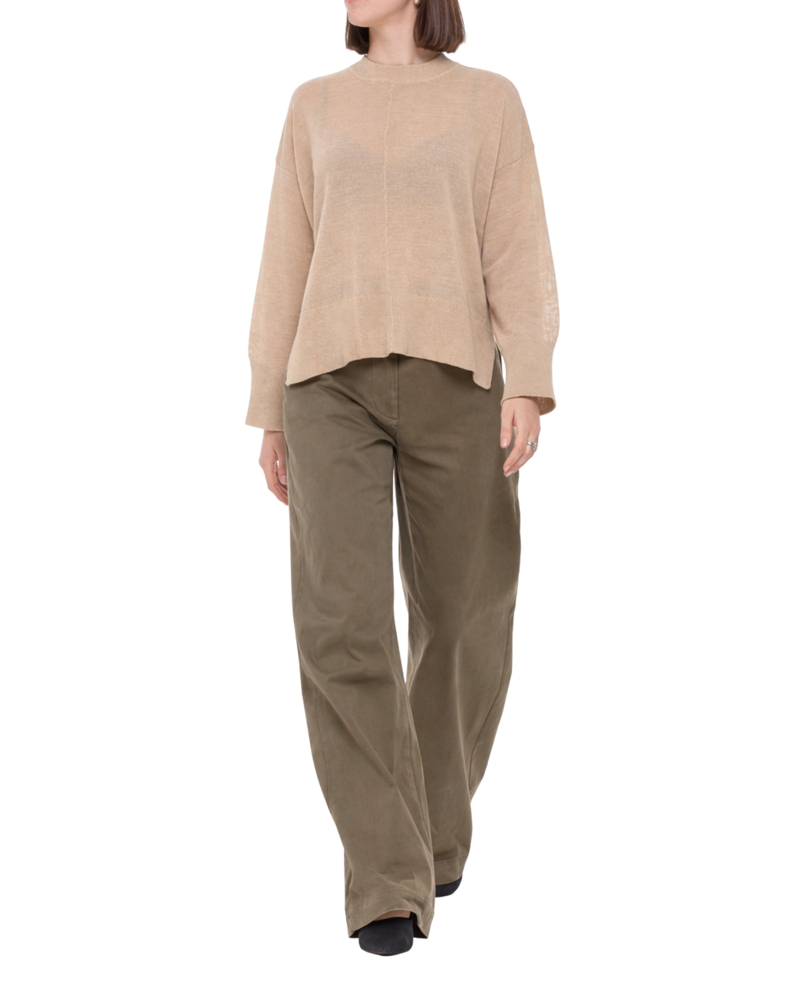 Laboratorio Soft Crewneck Cotton-Blend Knit Sweater Safari Beige Women’s JO4640 35303530
