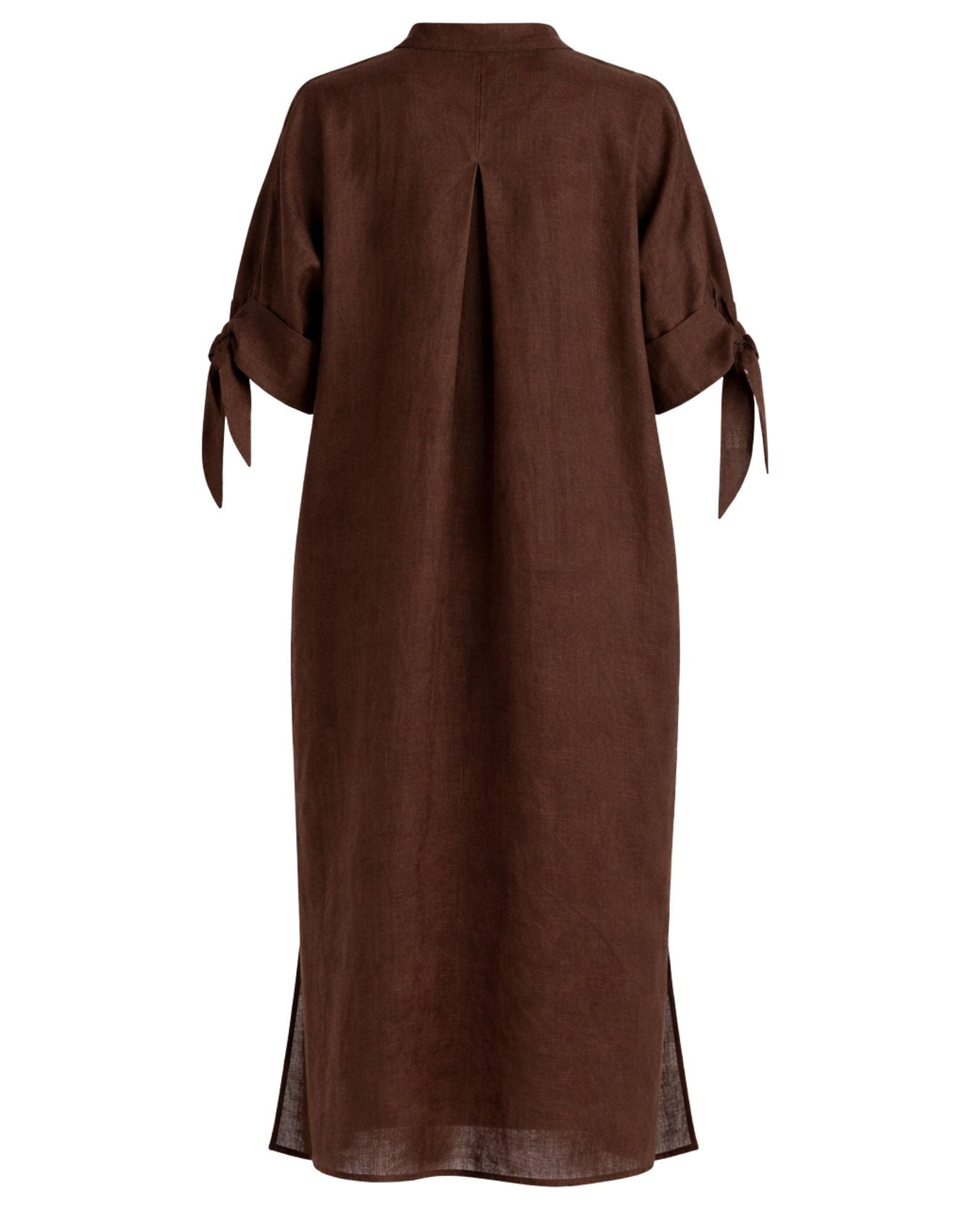 Meimeij Robe Tunique en Lin Marron Moka Femme Manches 3/4 E6/I/M6EN03 883 MOKA BROWN