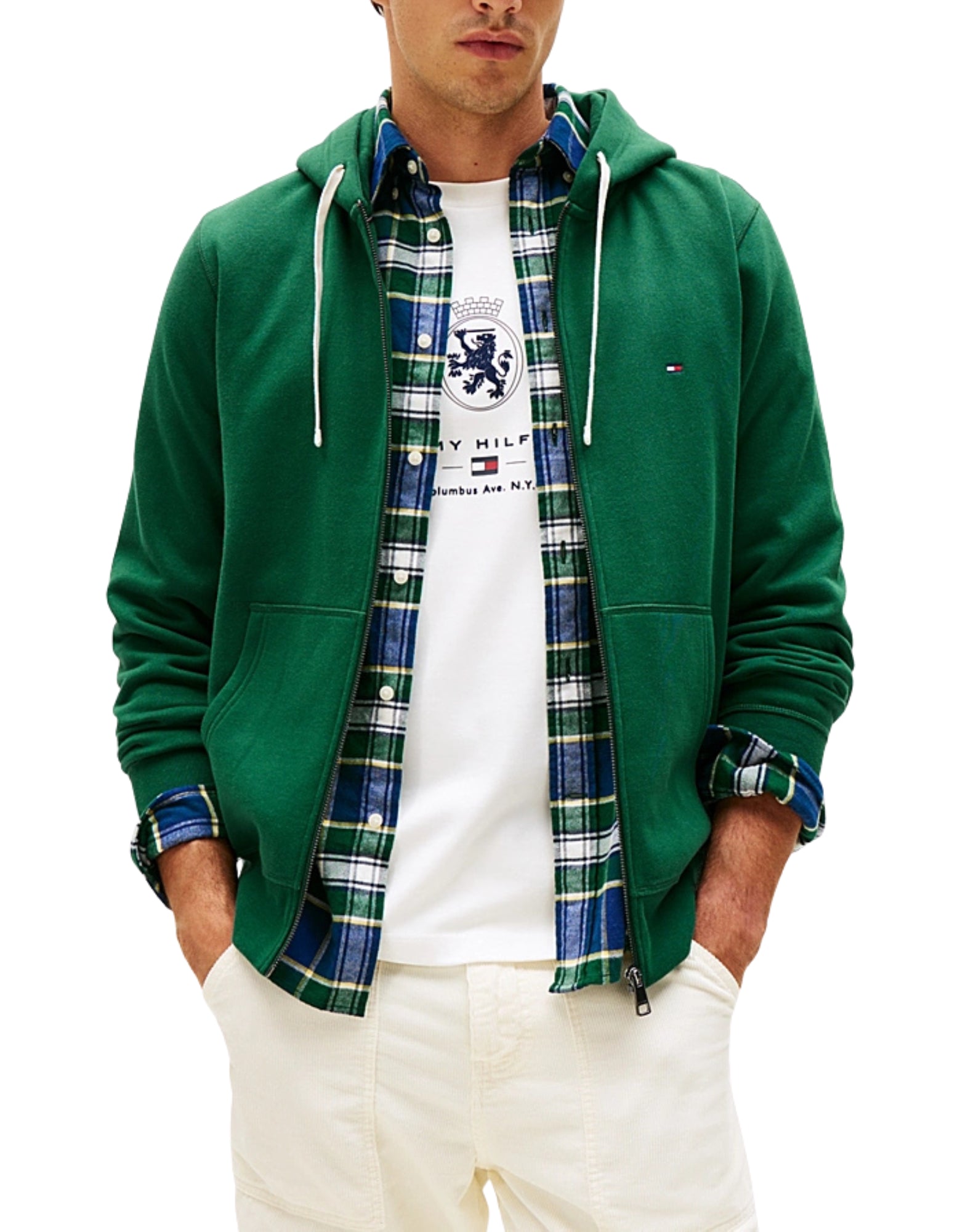 37234 L6K FELPA VERDE ZIP - Felpe - TOMMY HILFIGER