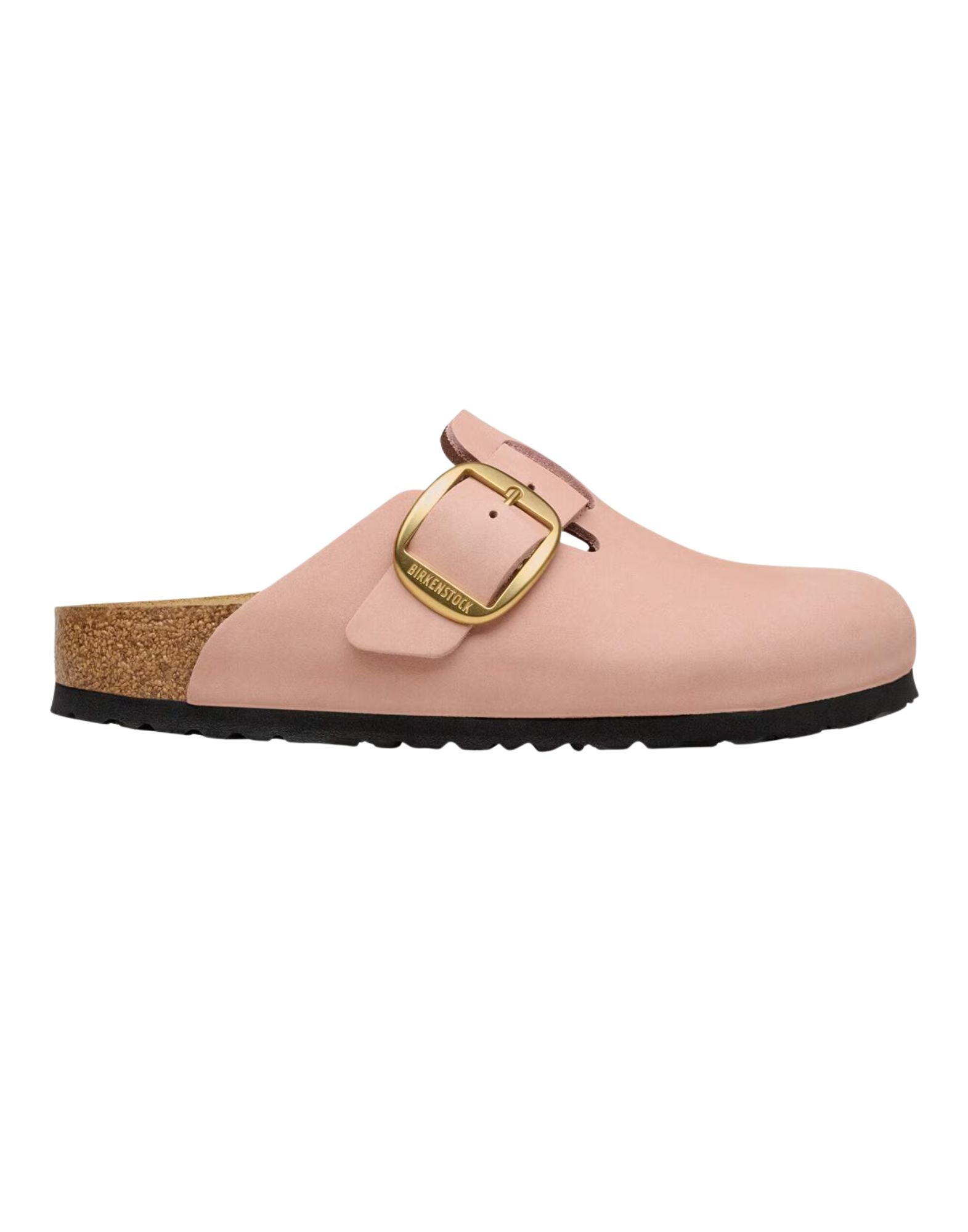 Birkenstock Boston Big Buckle Clogs in Nubuck Leather Soft Pink for Women with Anatomical Cork-Latex Footbed, Made in Germany 1031883 SOFT PINK