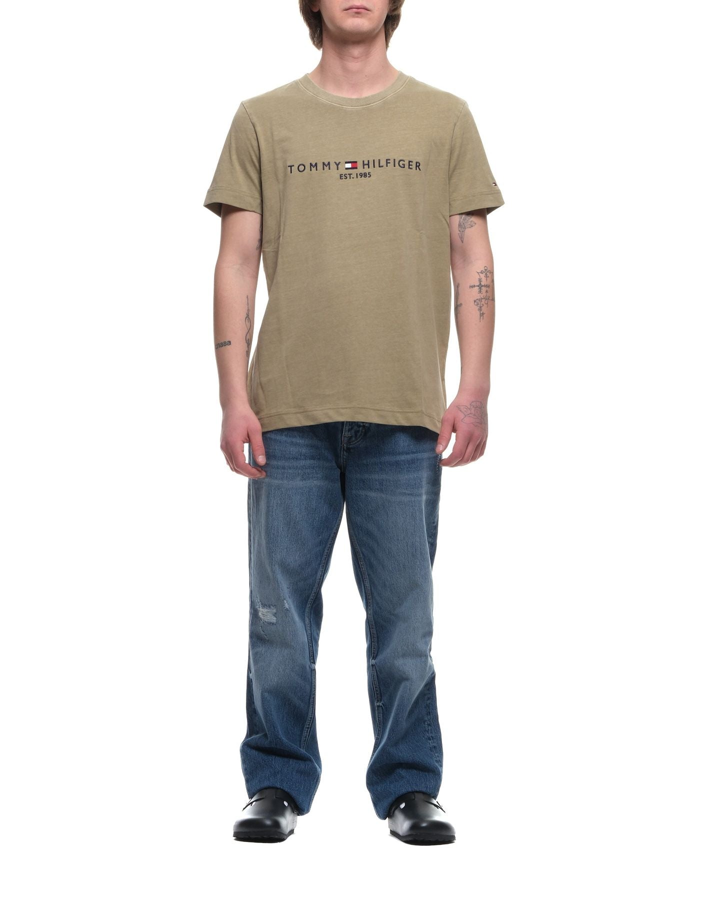 T-Shirt Man MW0MW35186L9f verblasste Olive Tommy Hilfiger