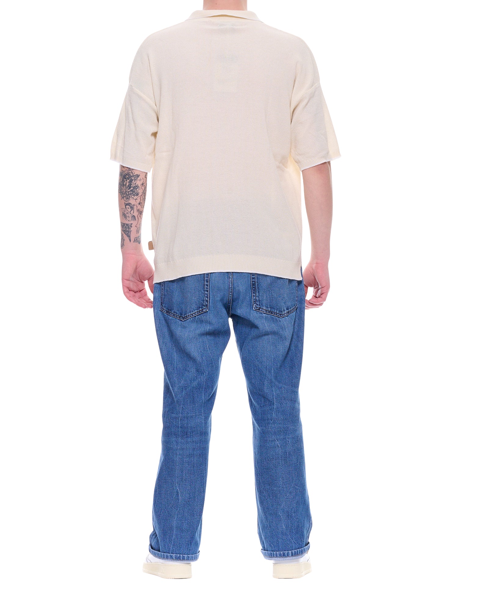 Tela Cruda Men’s Japan Cotton Knit Polo Shirt Ecru Spring Summer M004 232 JAPAN